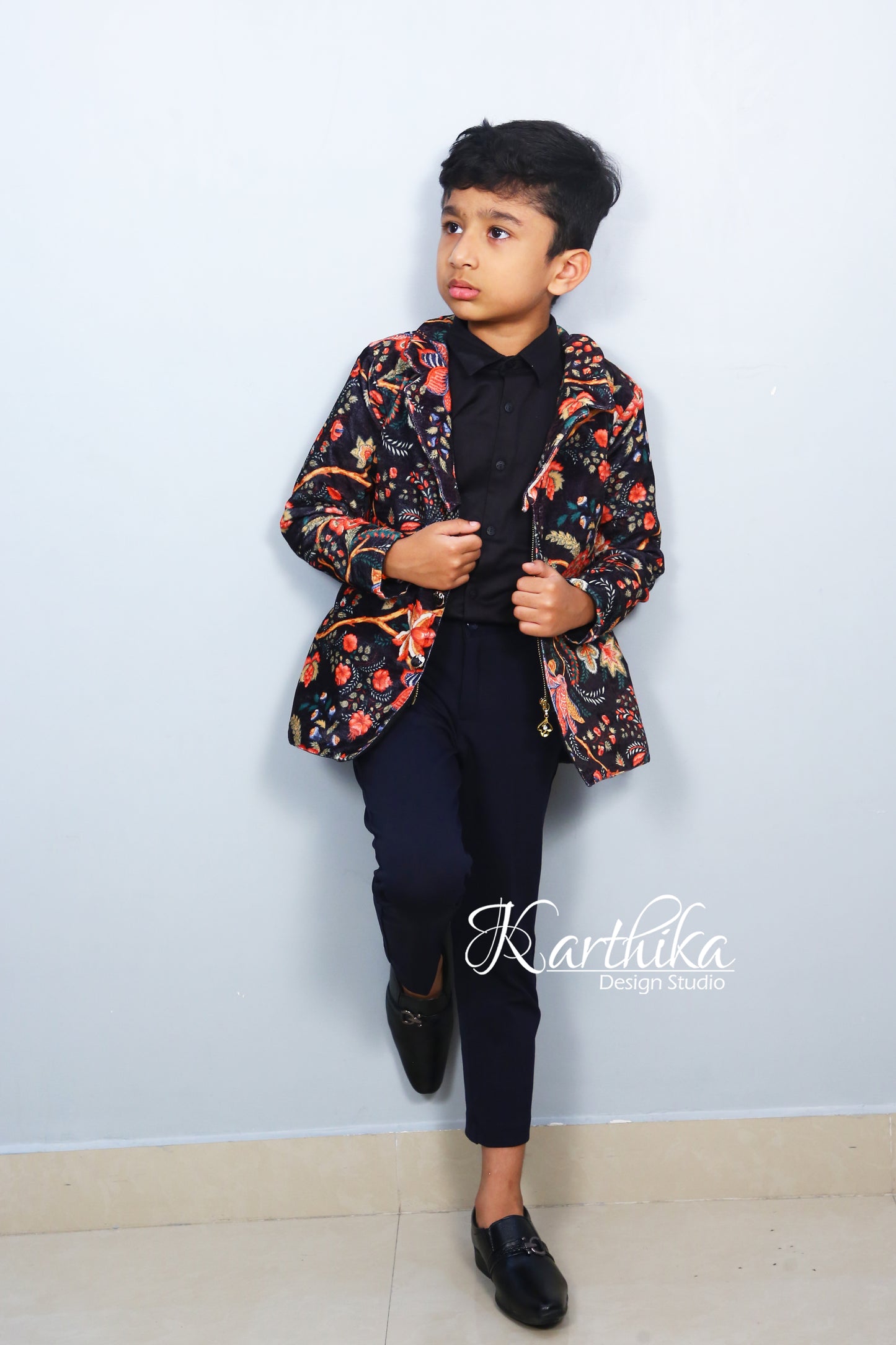 Floral Velvet suit for kids..