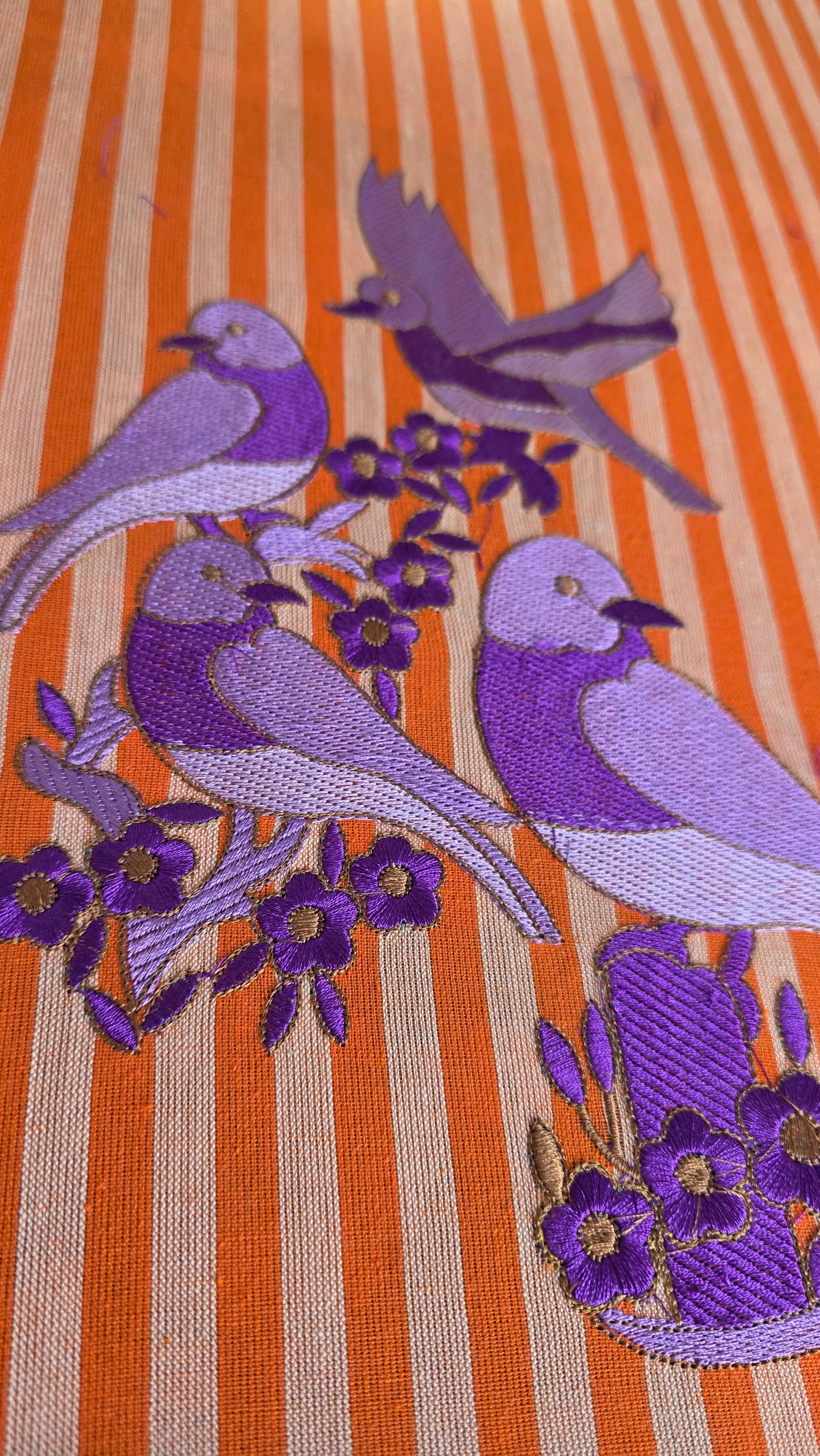 Embroidered ikkat cotton frock
