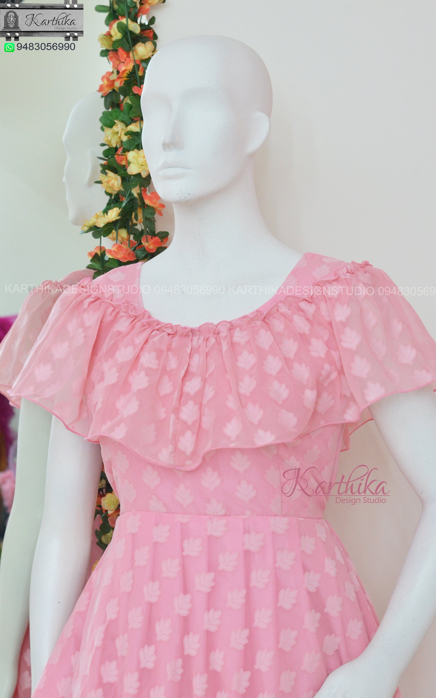 Baby pink georgette frock