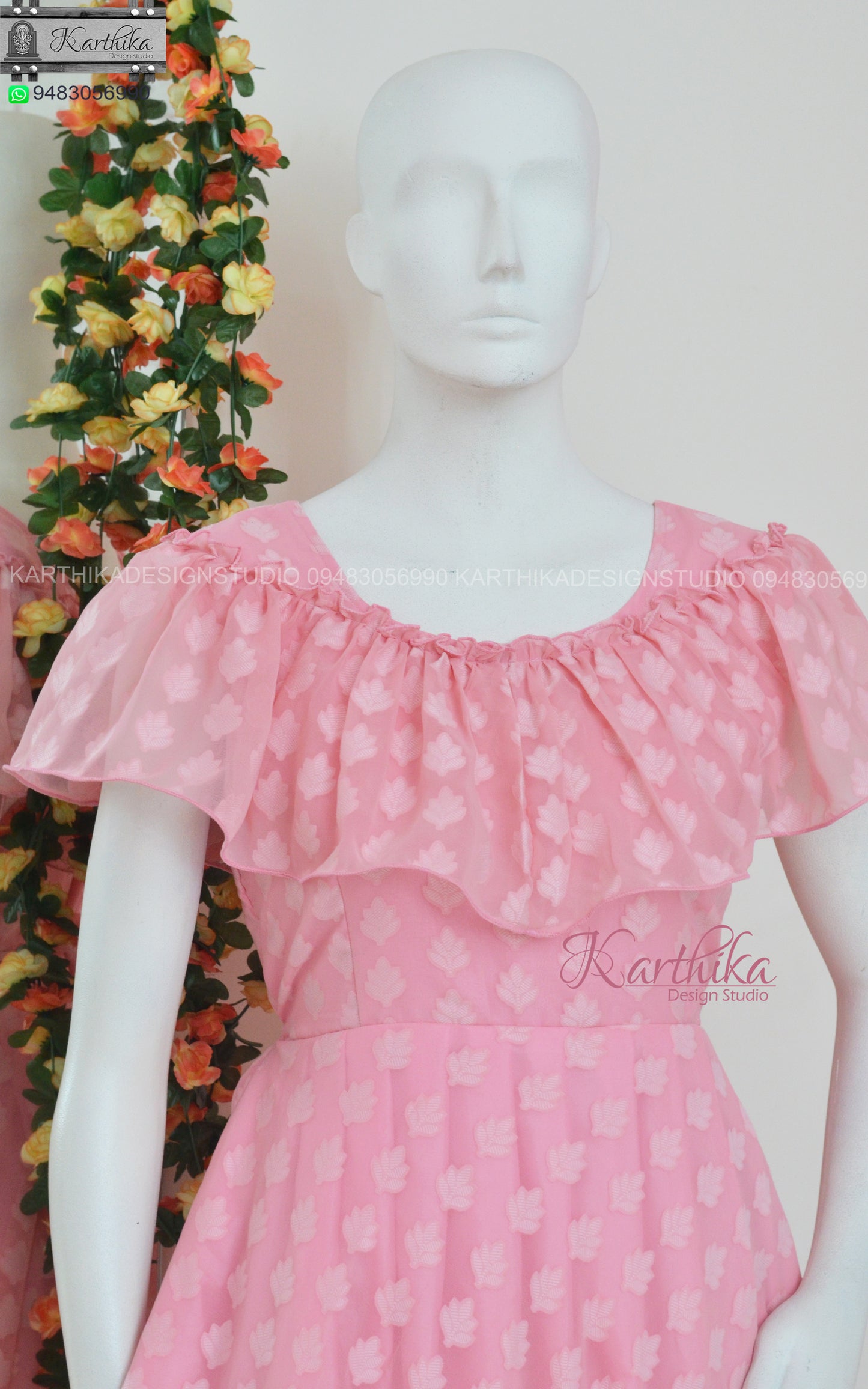 Baby pink georgette frock