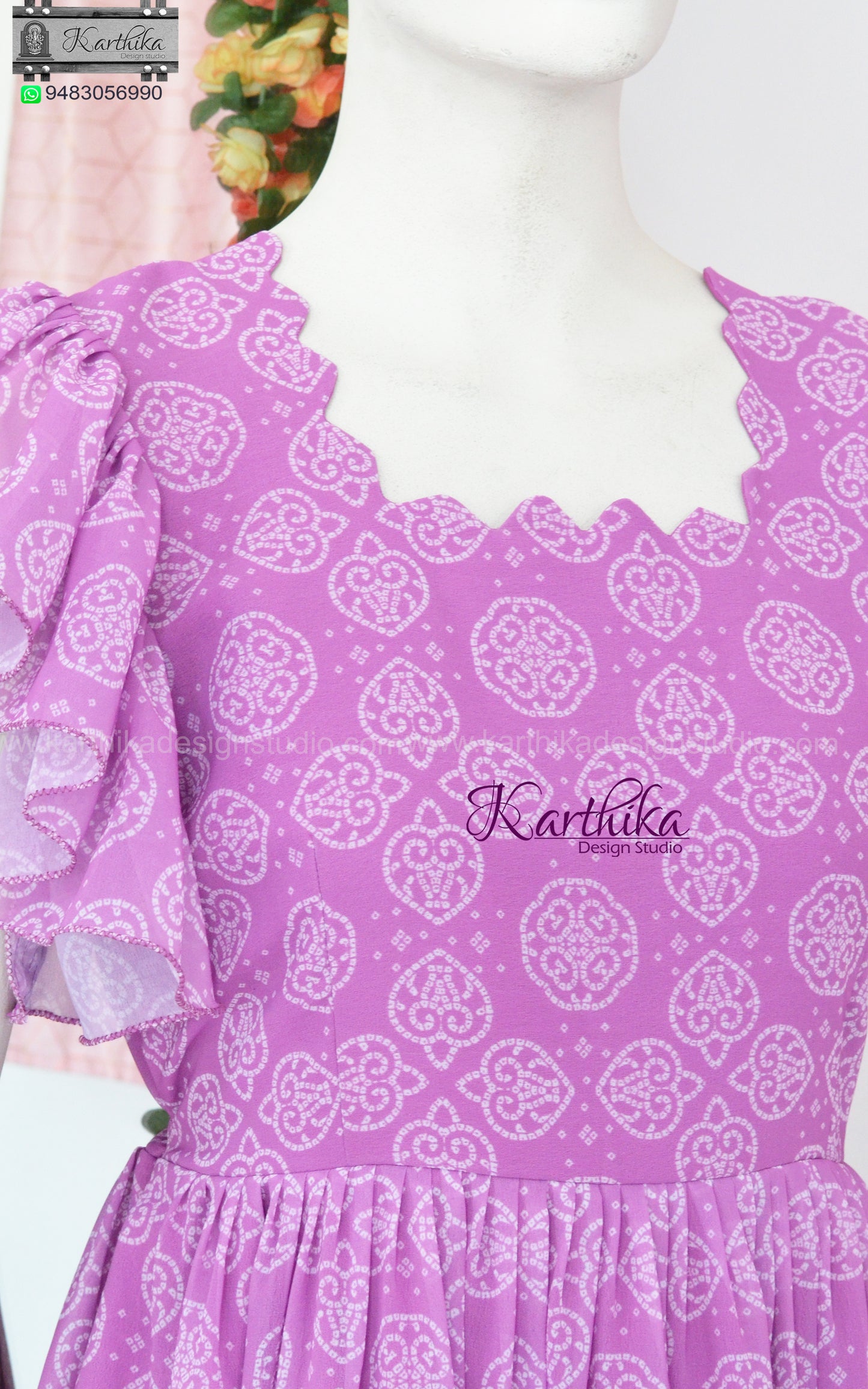 Bandhani georgette frock