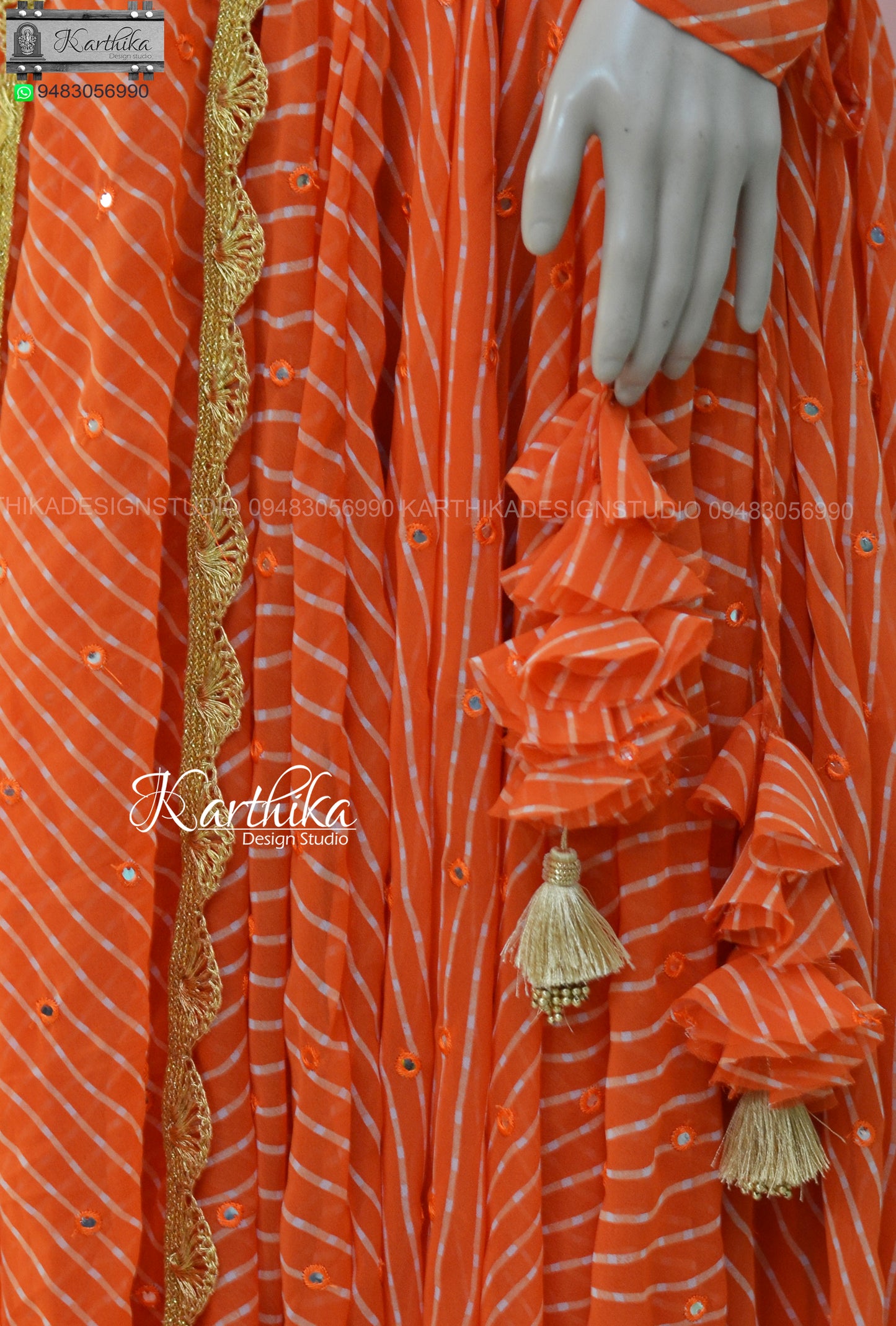 Orange/Pink bandhani ghaghra choli