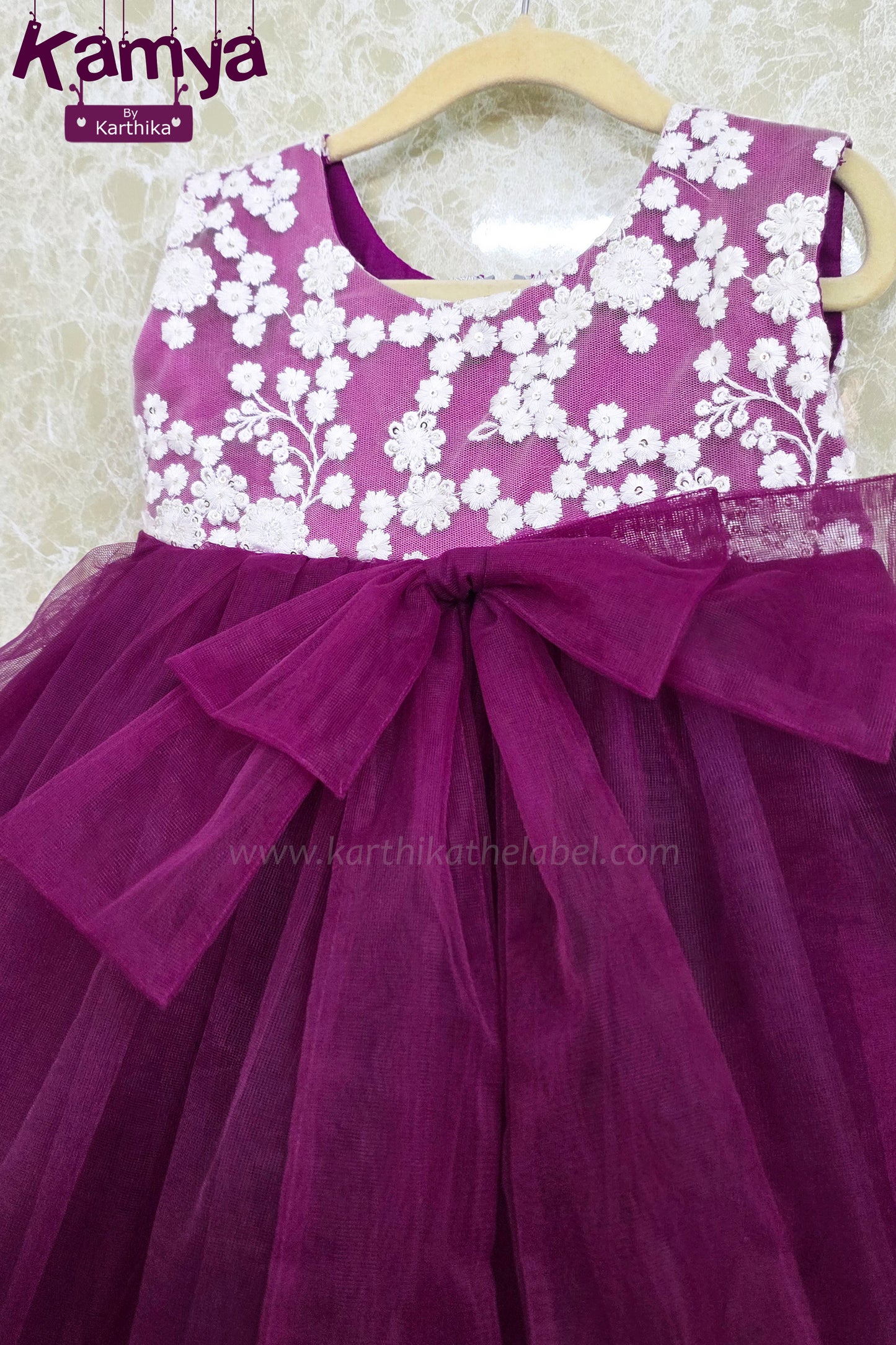 Embroidered net birthday frock