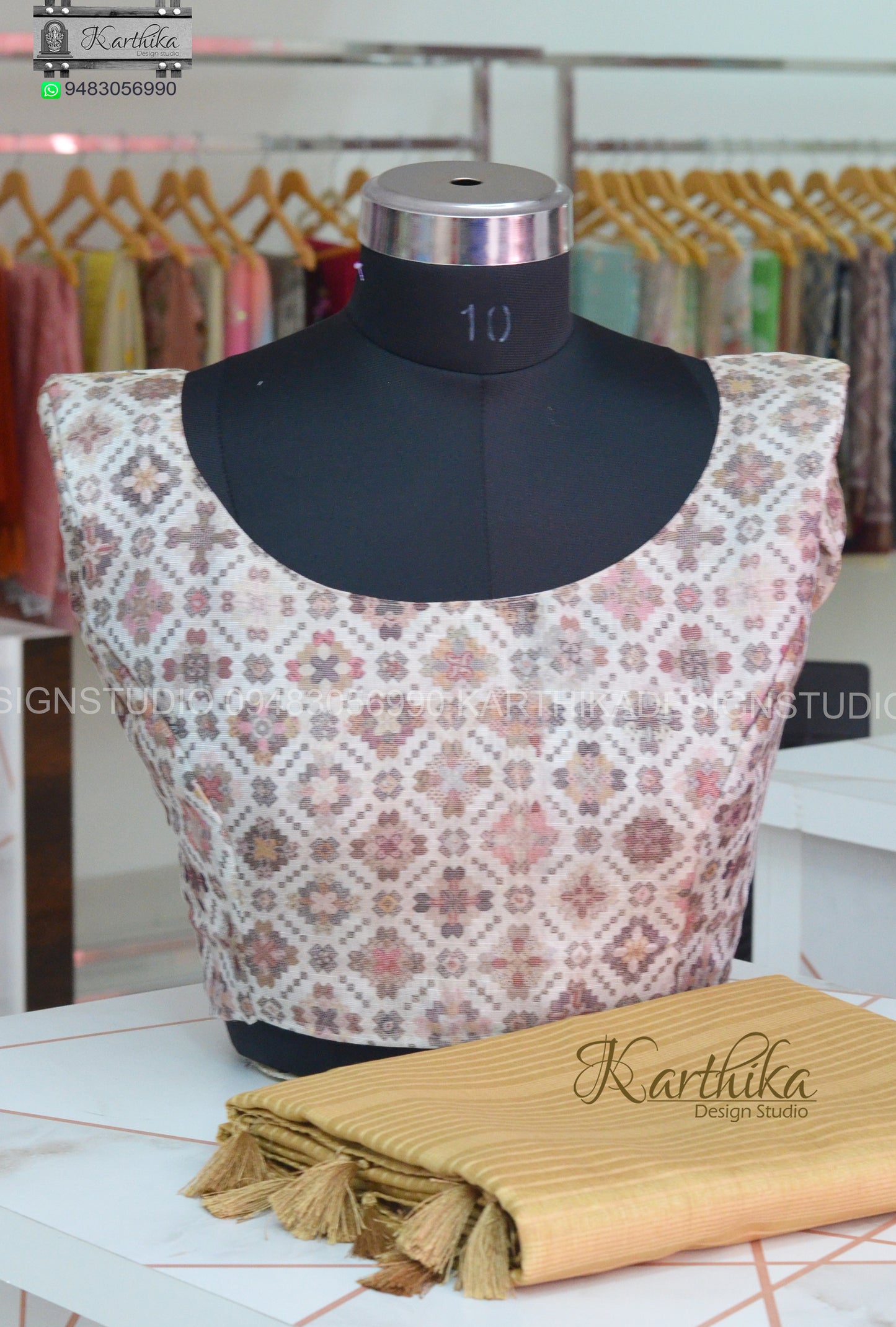 Jute silk saree with stitched blouse