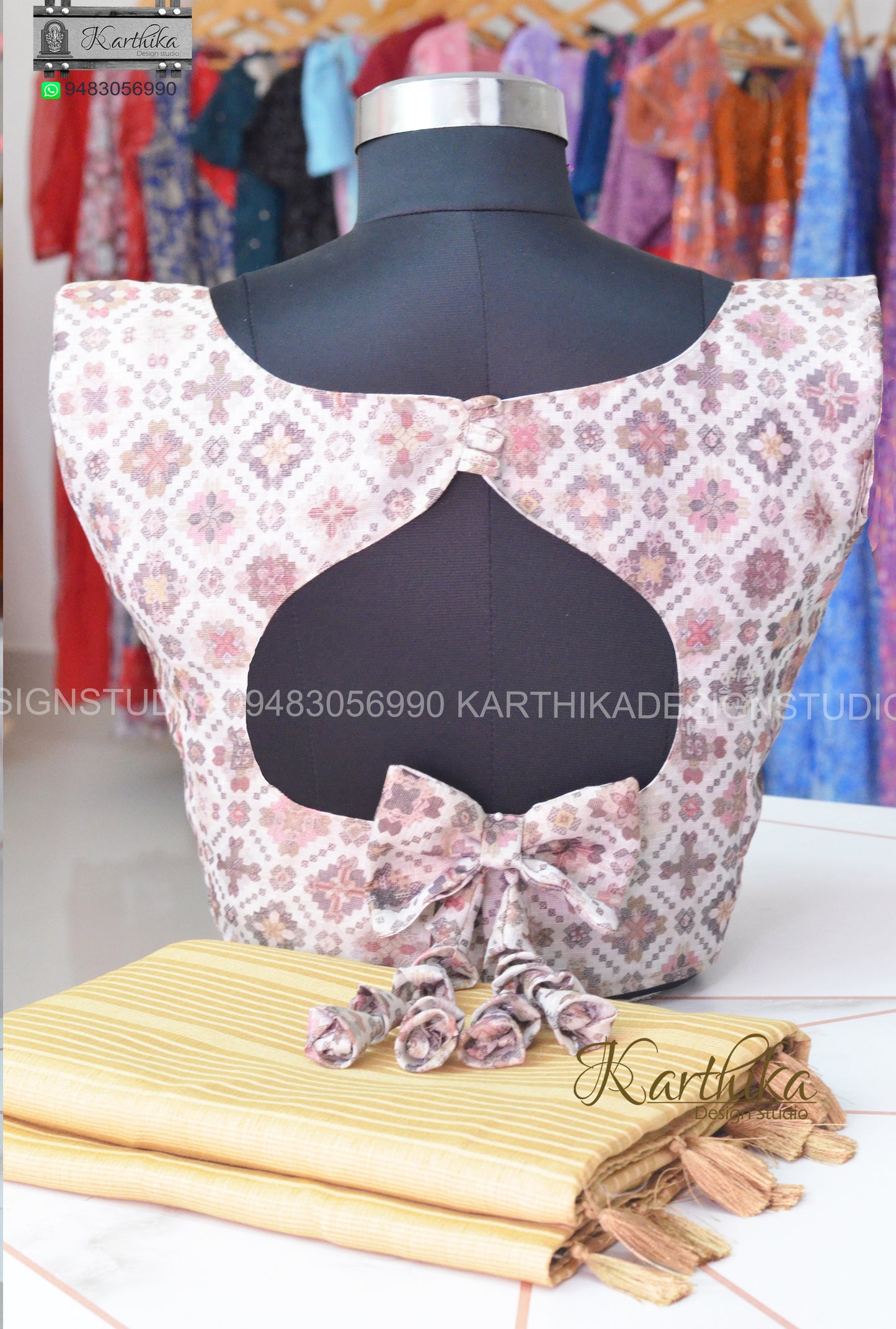 Jute silk saree with stitched blouse