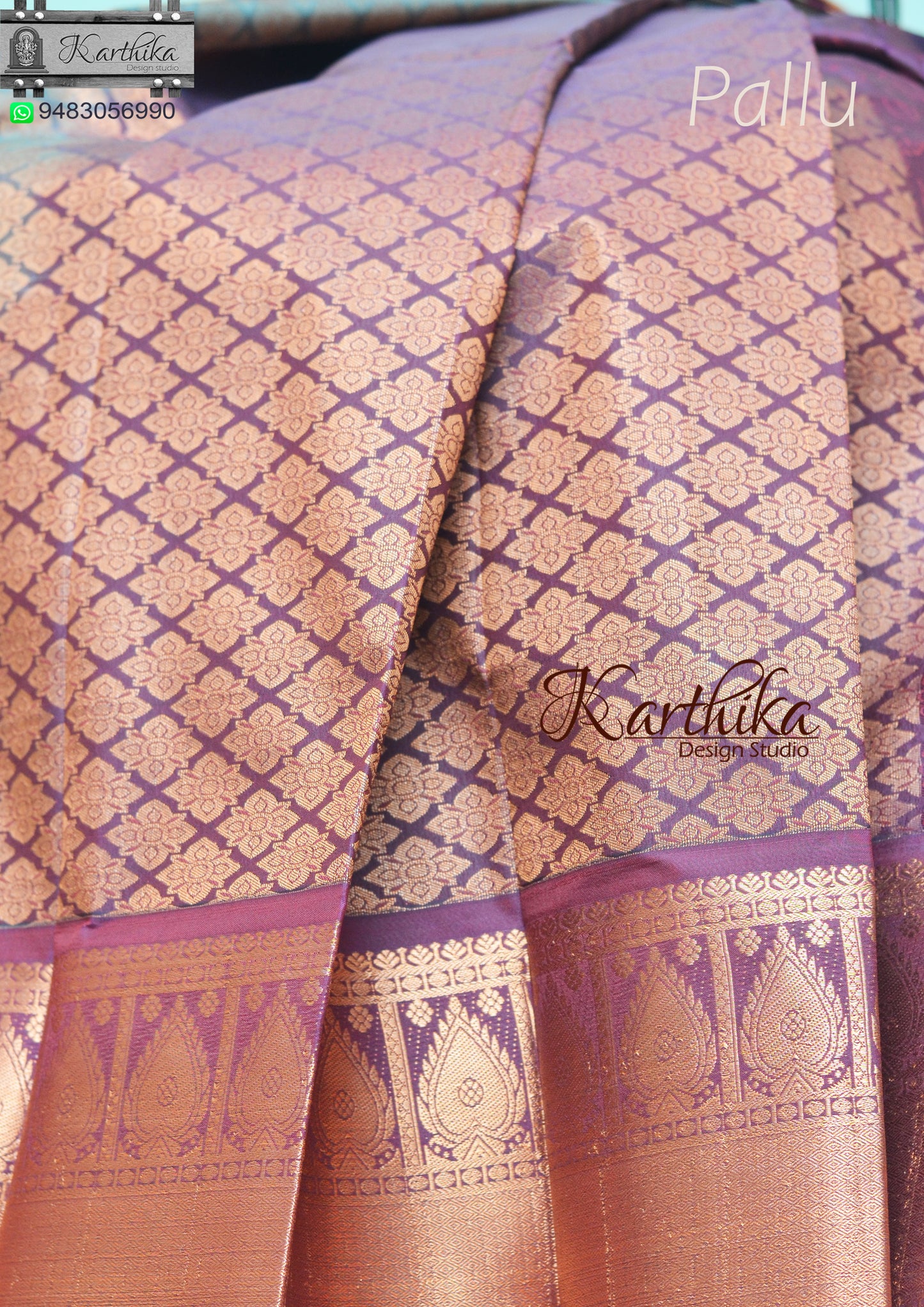 Kuppadam silk saree- Rama blue