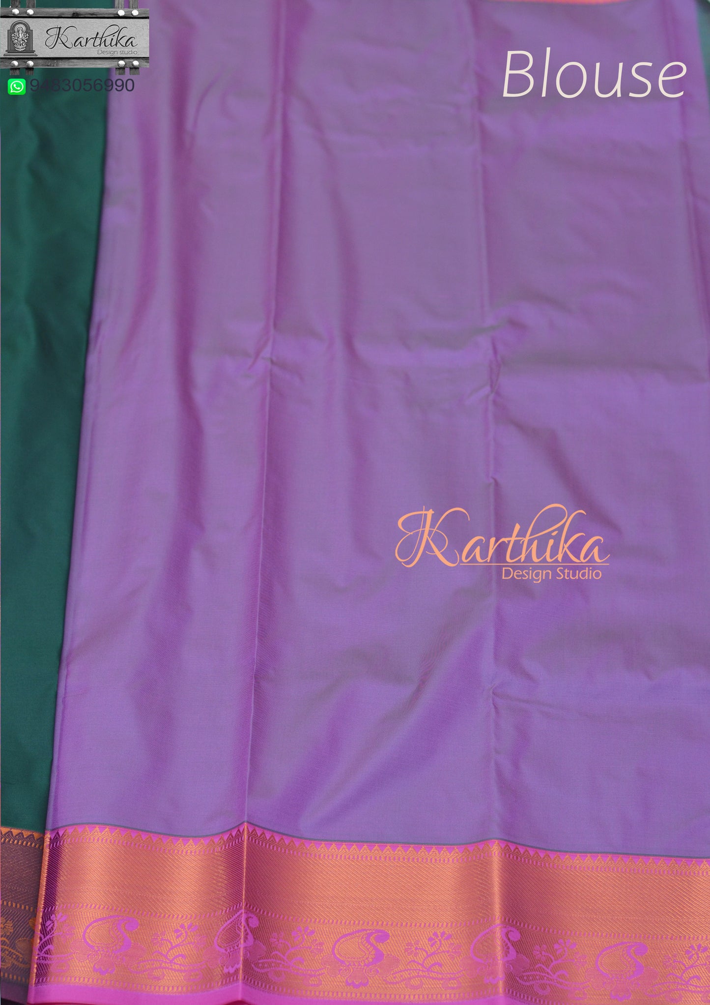 Bottle green soft silk saree