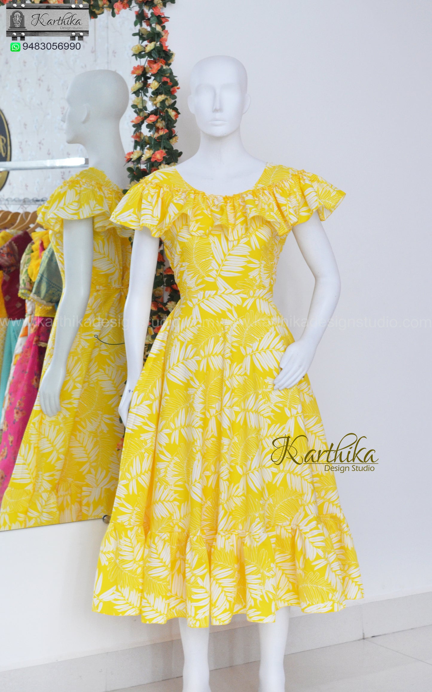 Bright yellow crepe frock