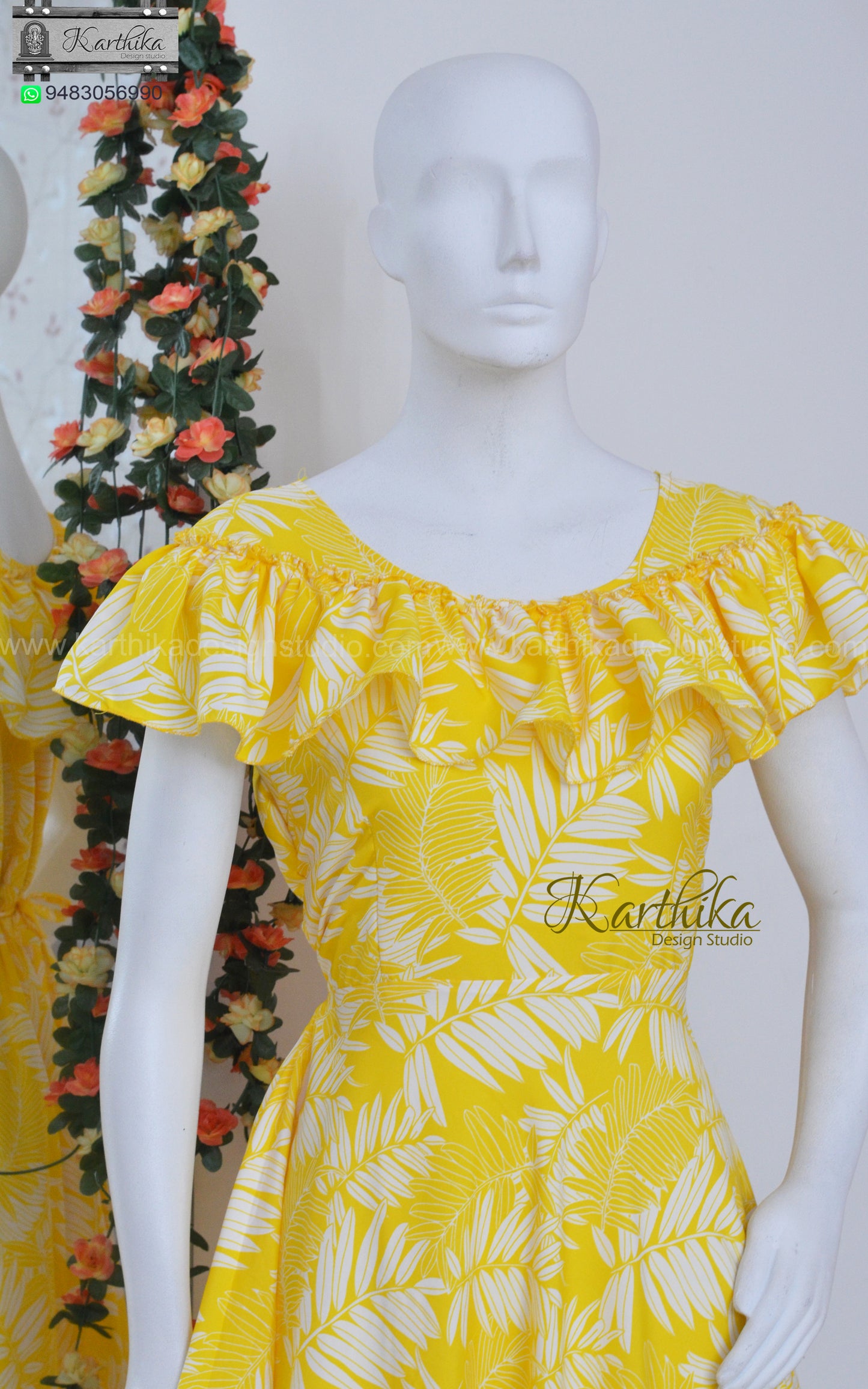 Bright yellow crepe frock