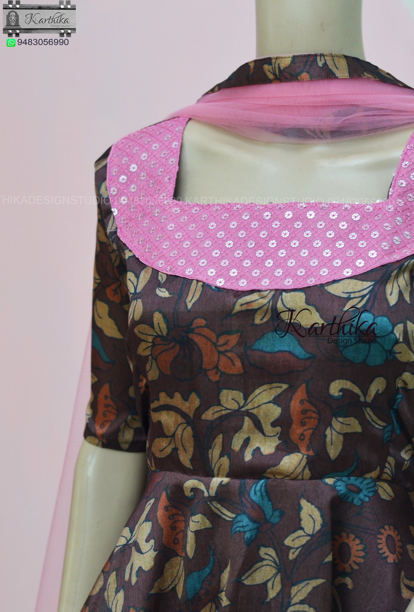 Brown Tussar silk chudidhar