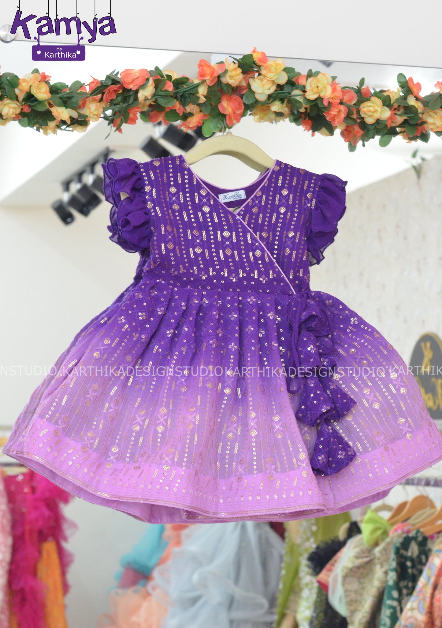 Ombre dyed chikankari outfits for mom and daughter