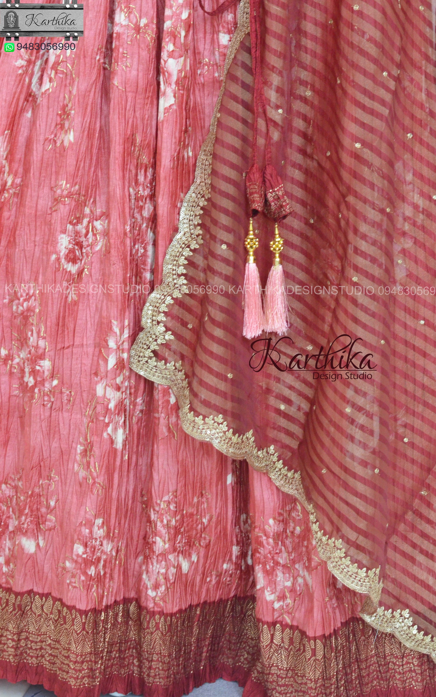 Crushed Dola silk lehenga choli
