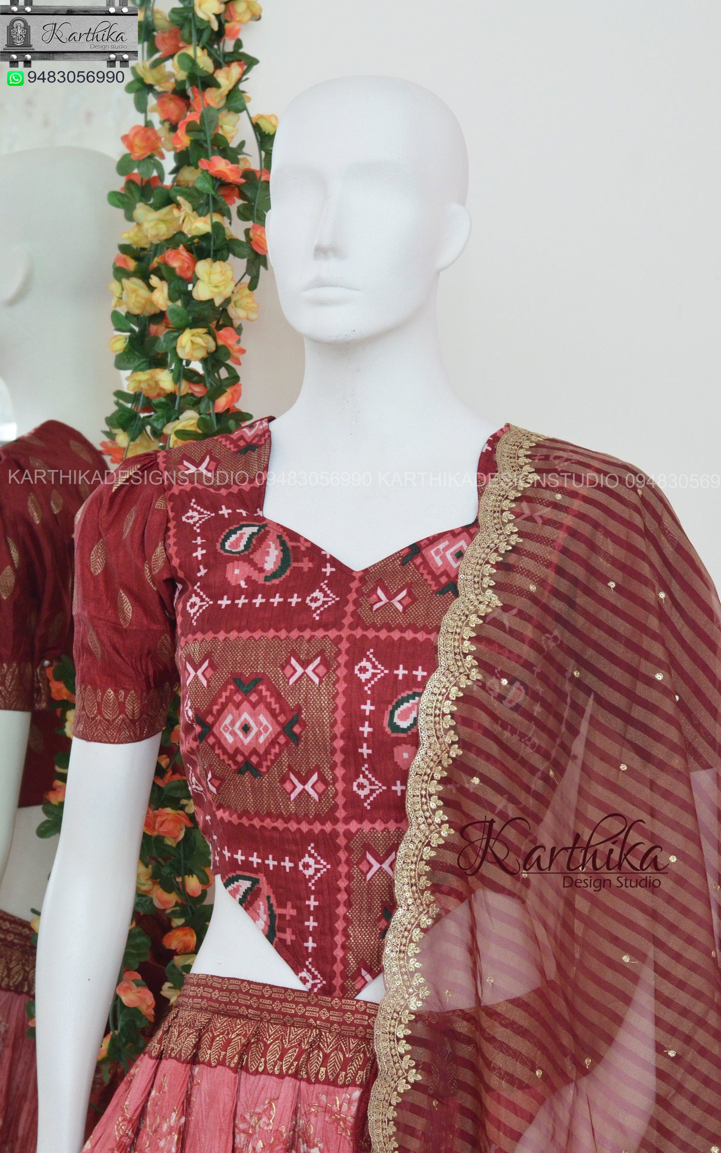 Crushed Dola silk lehenga choli