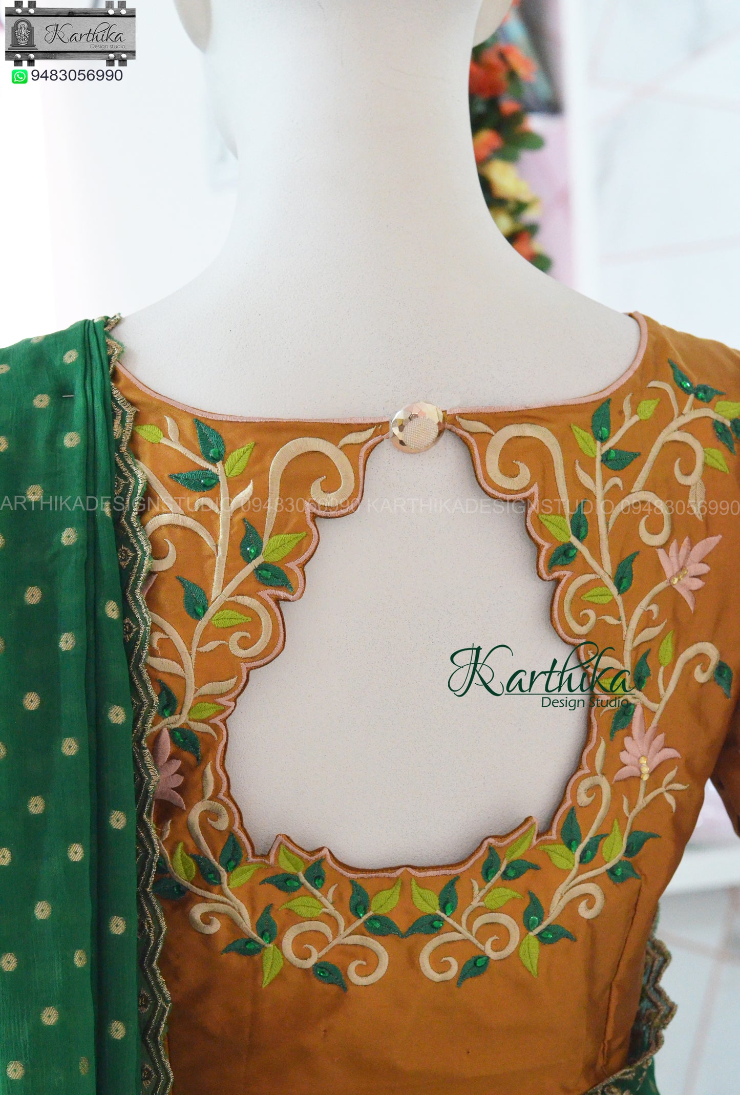 Dola silk langa voni wih embroidered blouse