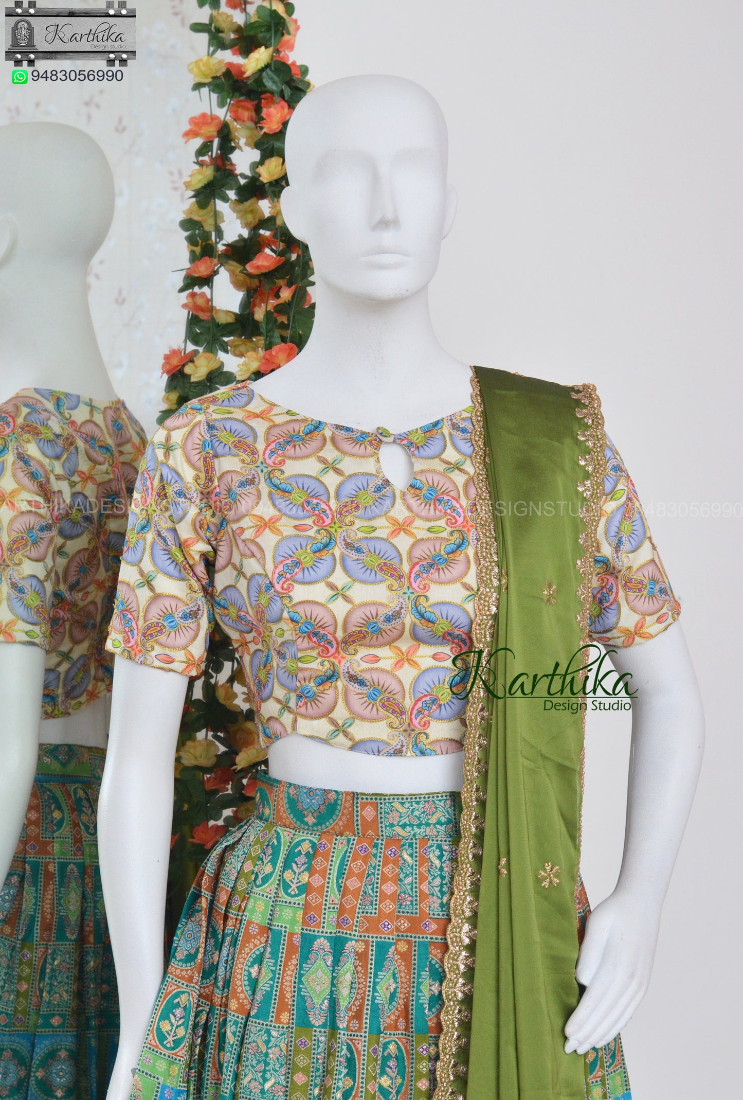 Dola silk Crop top lehenga