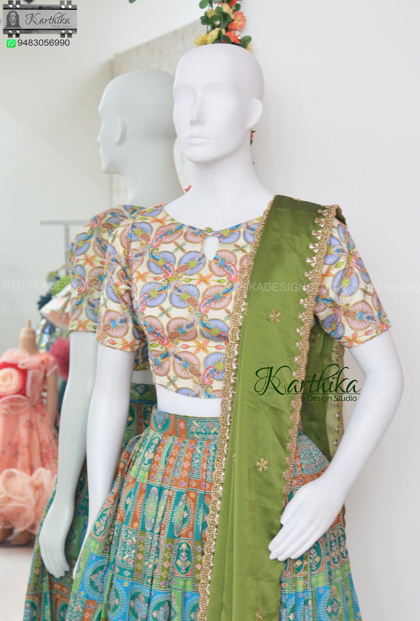 Dola silk Crop top lehenga