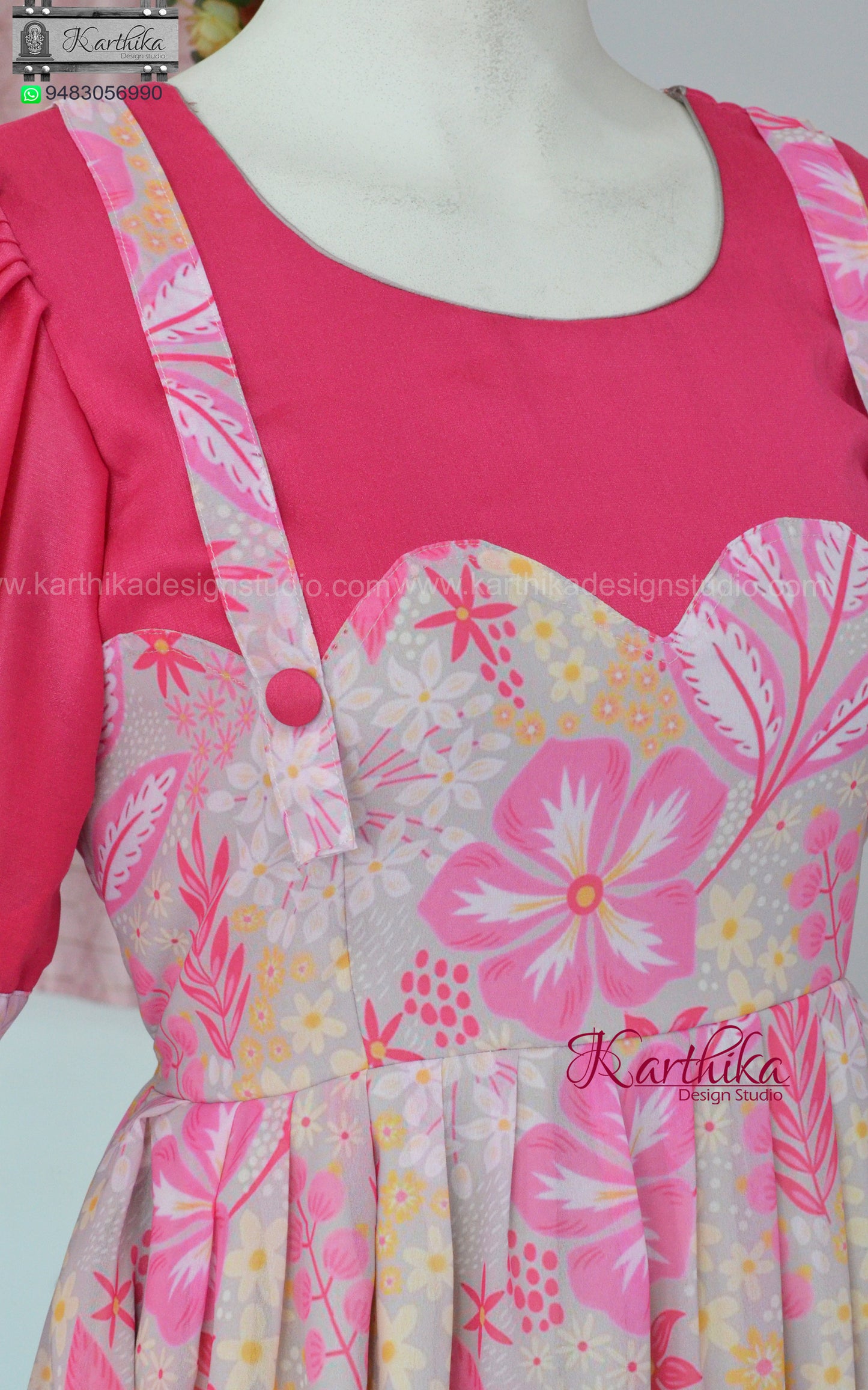 Dungaree style georgette frock