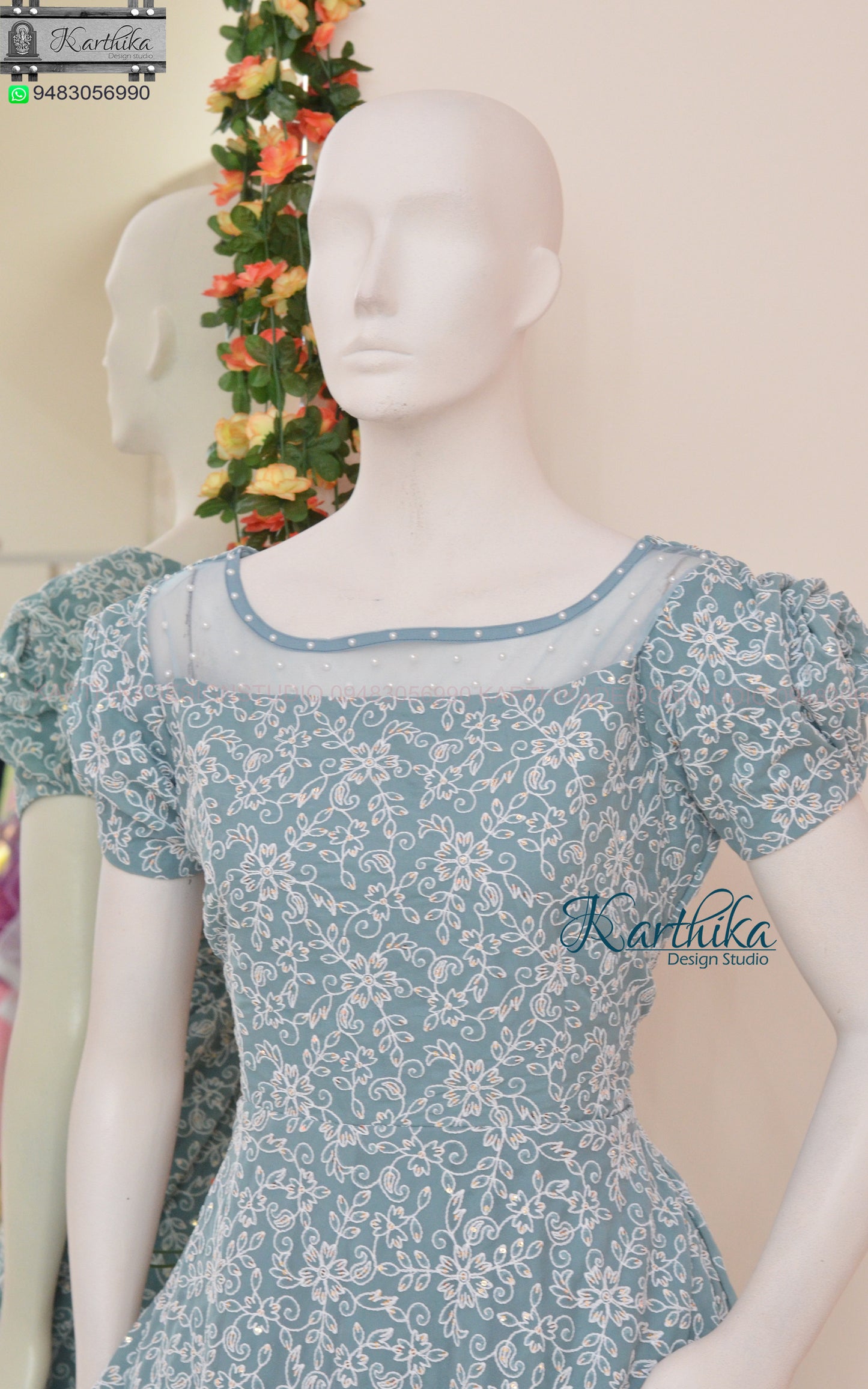 Embroidered georgette frock