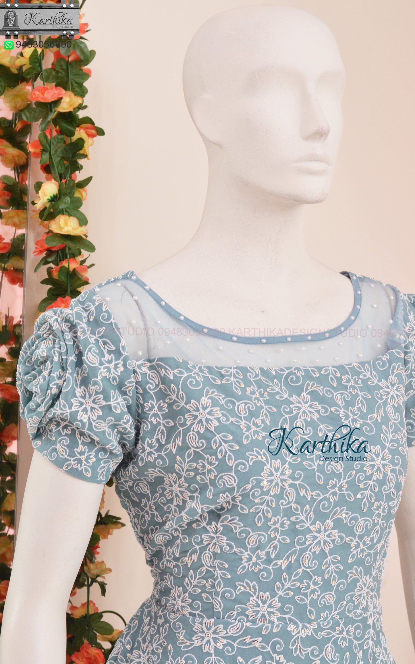 Embroidered georgette frock