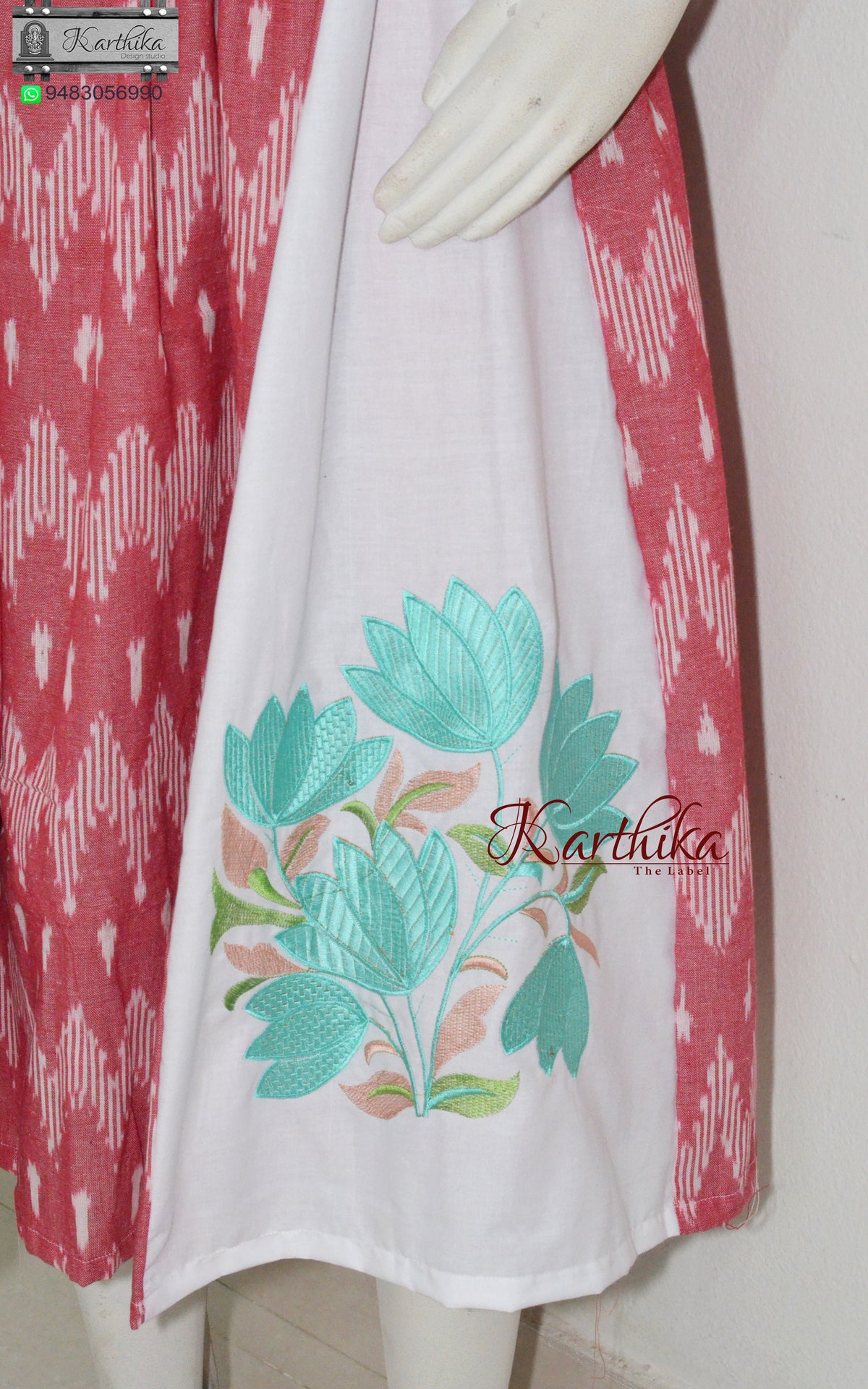 Embroidered ikkat frock