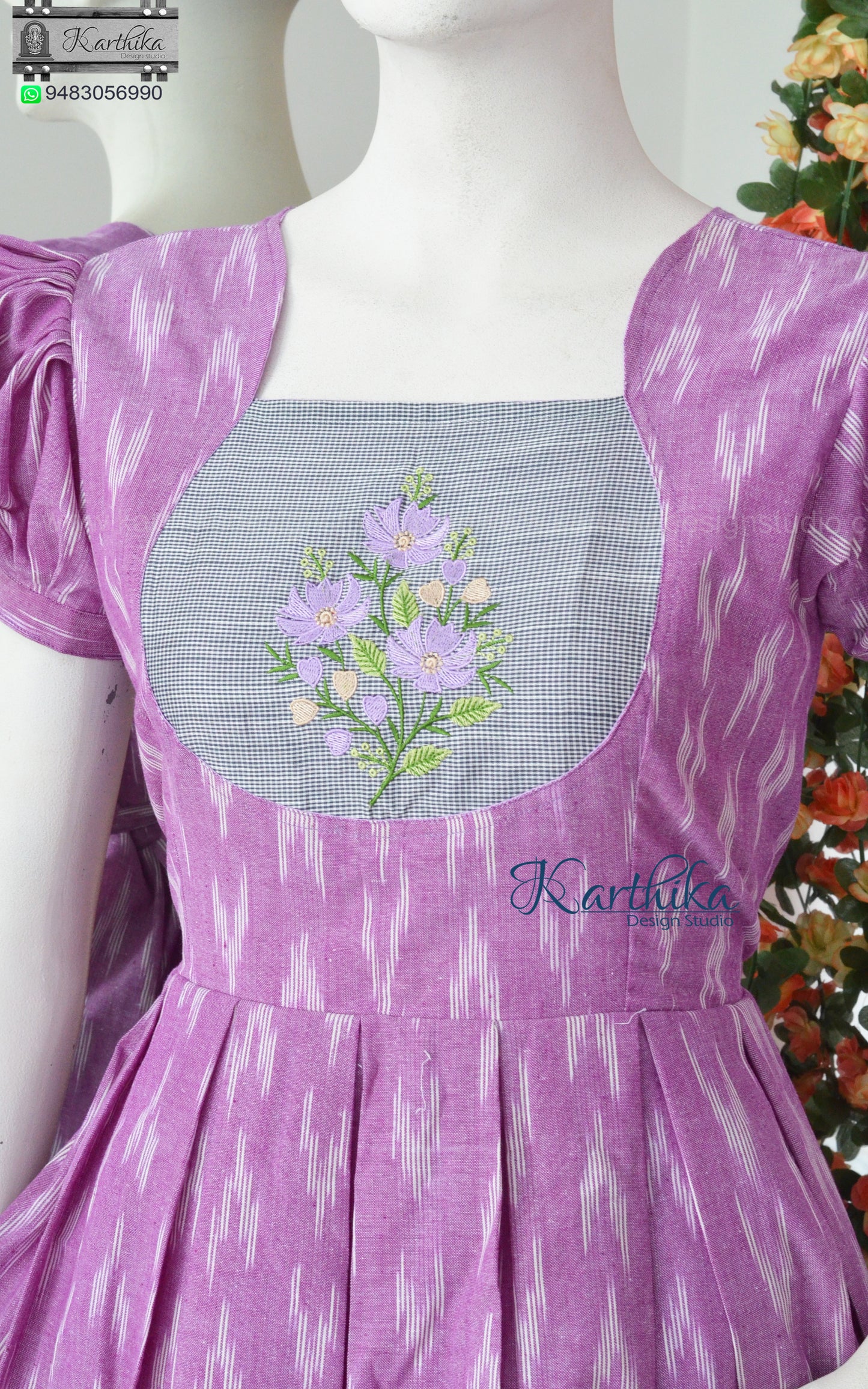 Embroidered ikkat frock