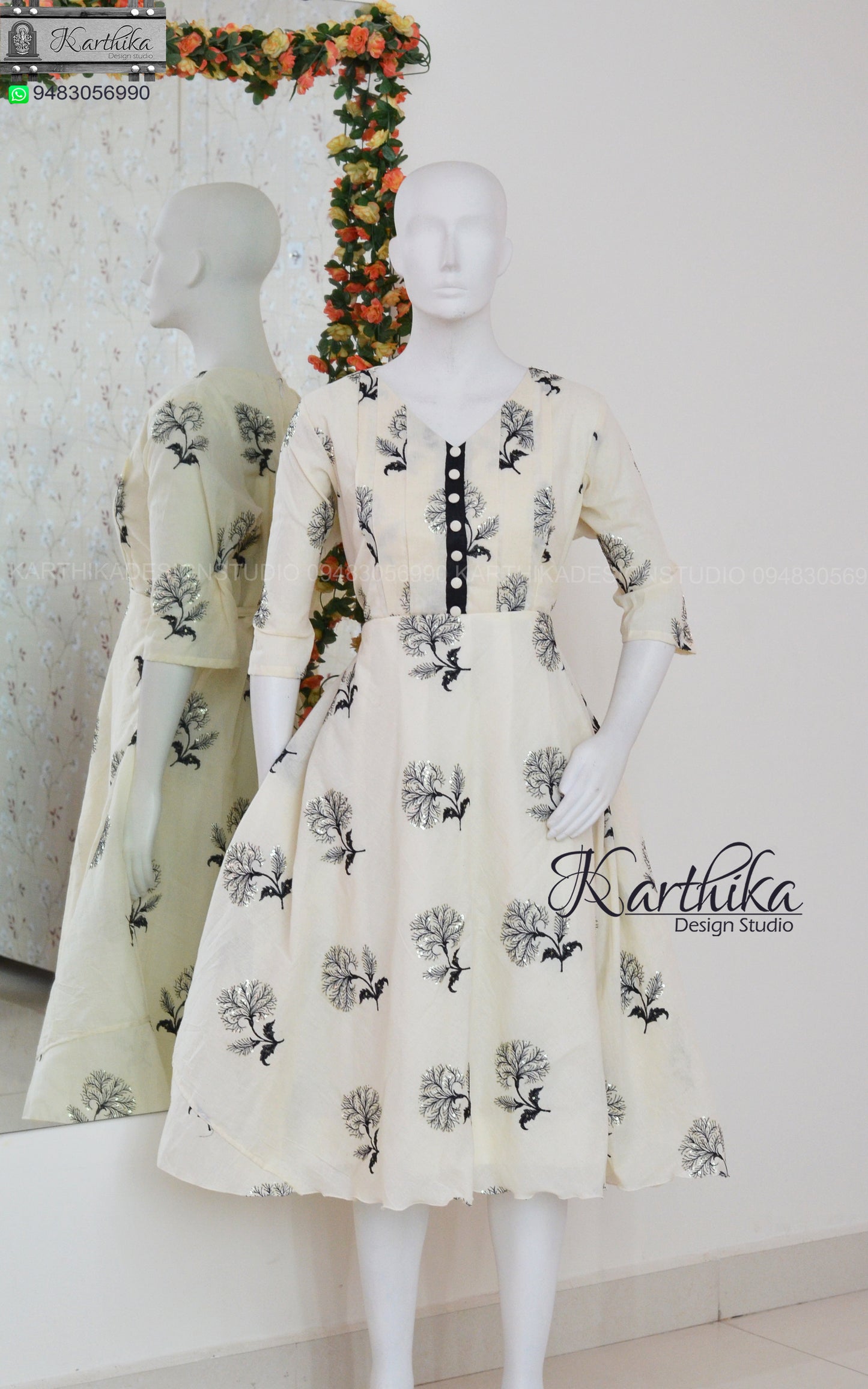 Embroidered Kora cotton frock