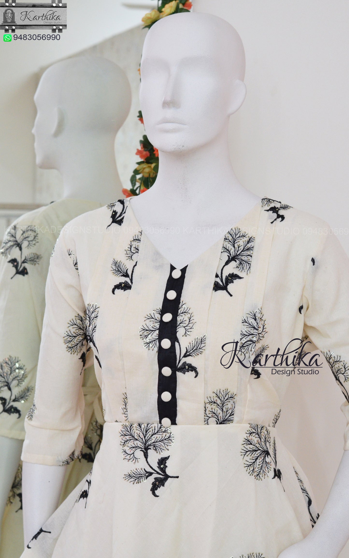 Embroidered Kora cotton frock