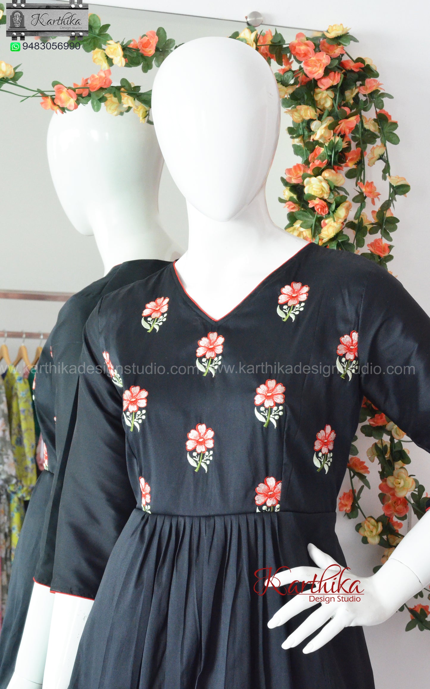 Embroidered A line kurthi set