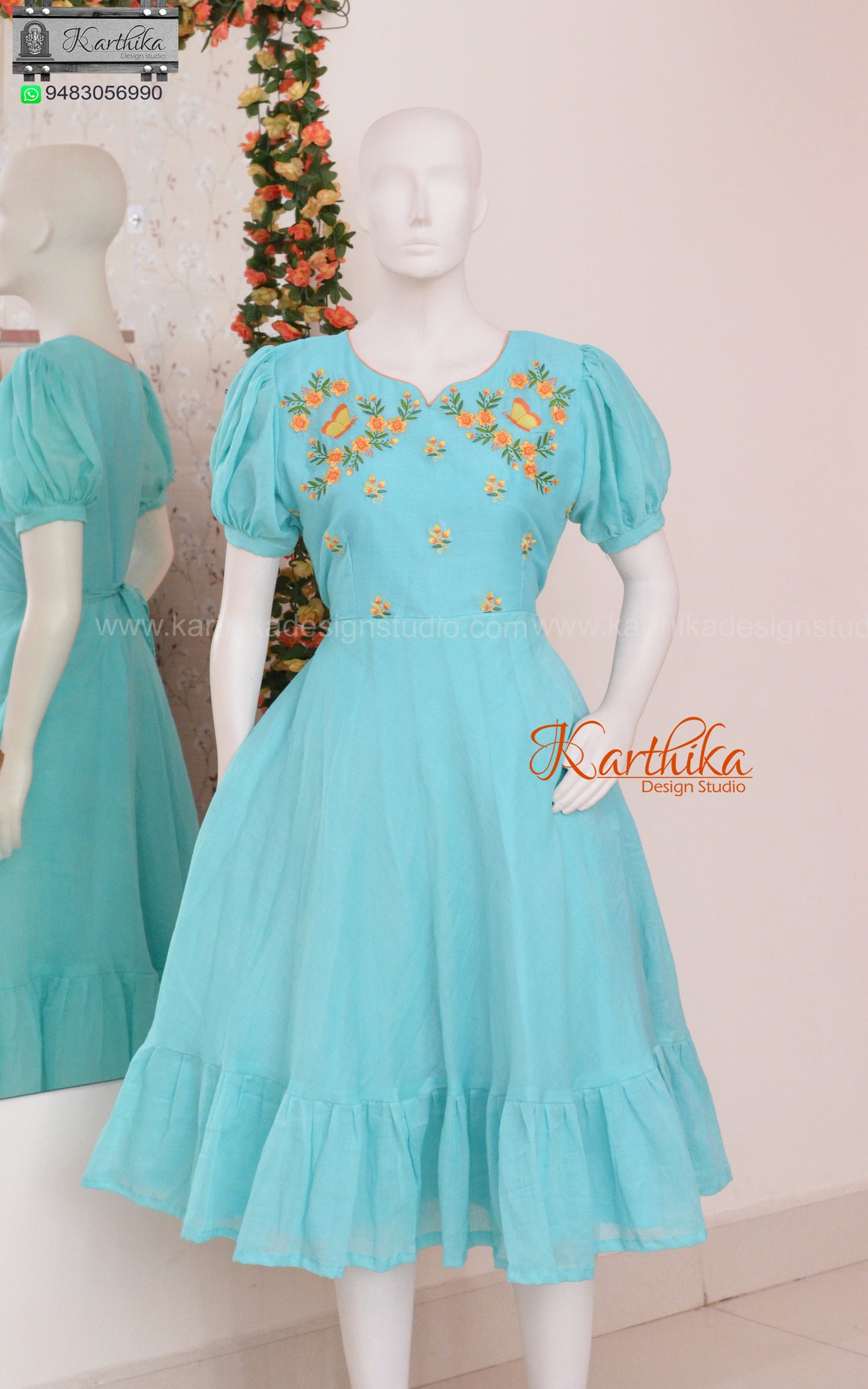 Embroidered Mul cotton frock