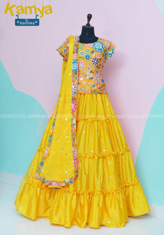 Embroidered chinnon lehenga choli..