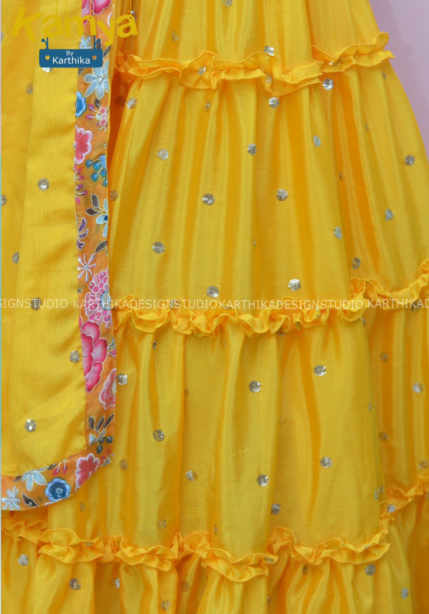 Embroidered chinnon lehenga choli..