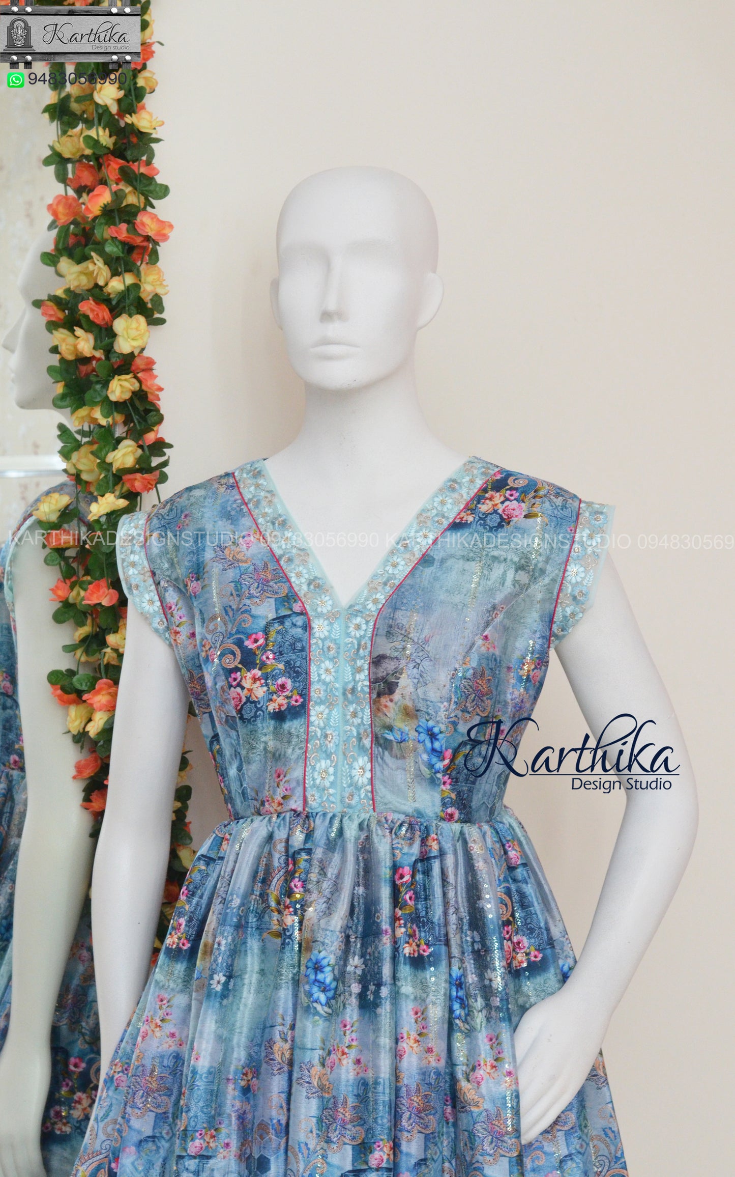 Embroidered Chinnon Suit set