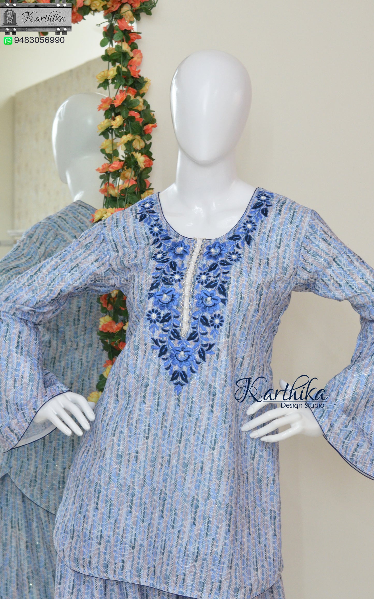 Embroidered crochet cotton co-ord set