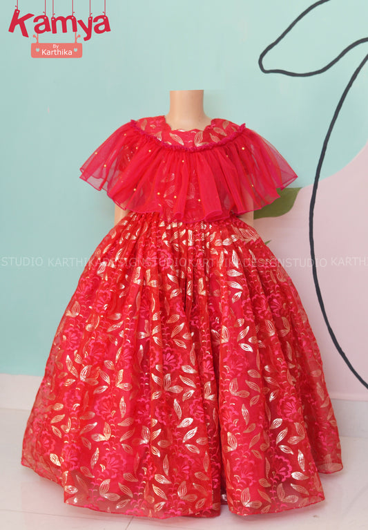Embroidered organza gown