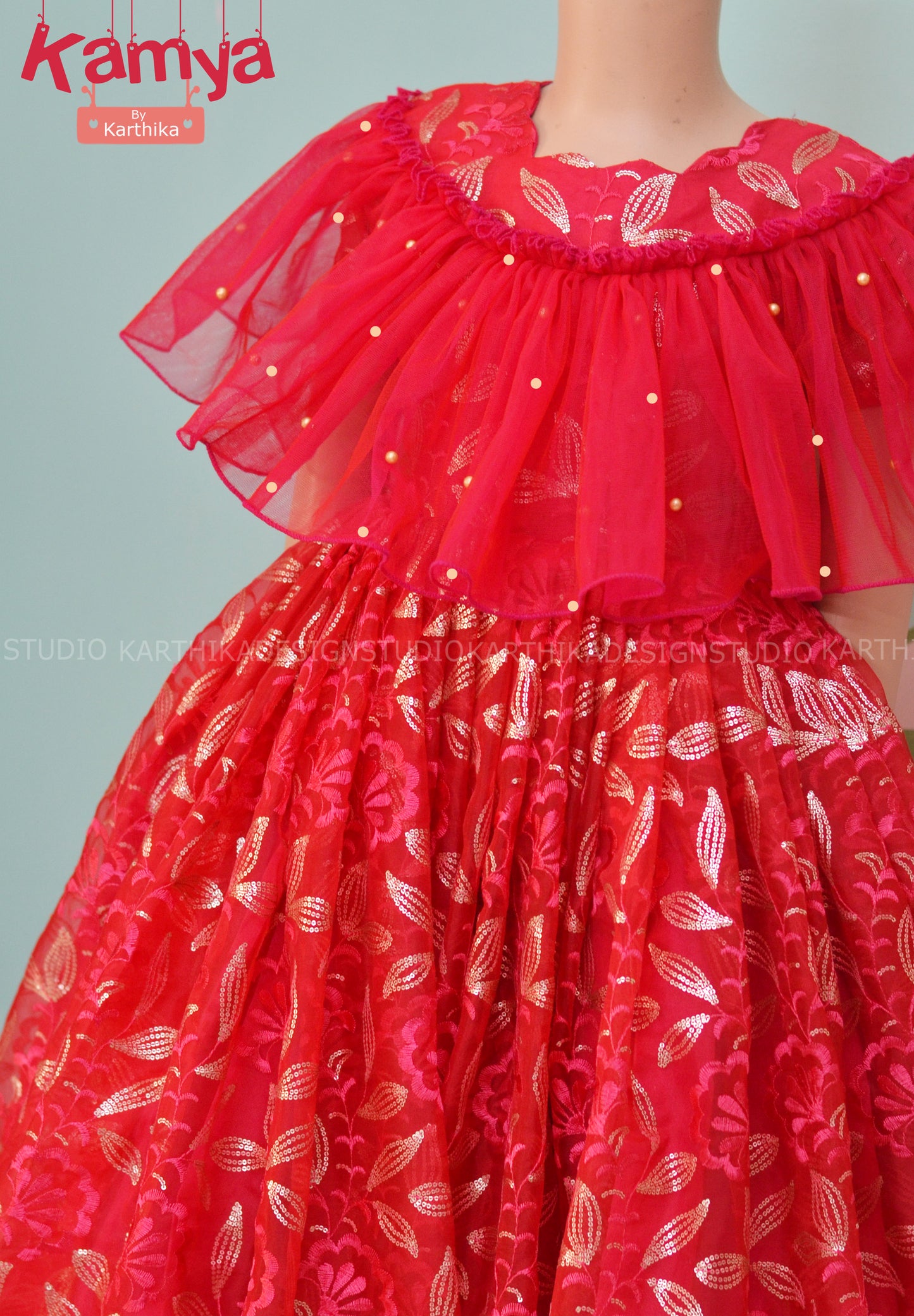 Embroidered organza gown