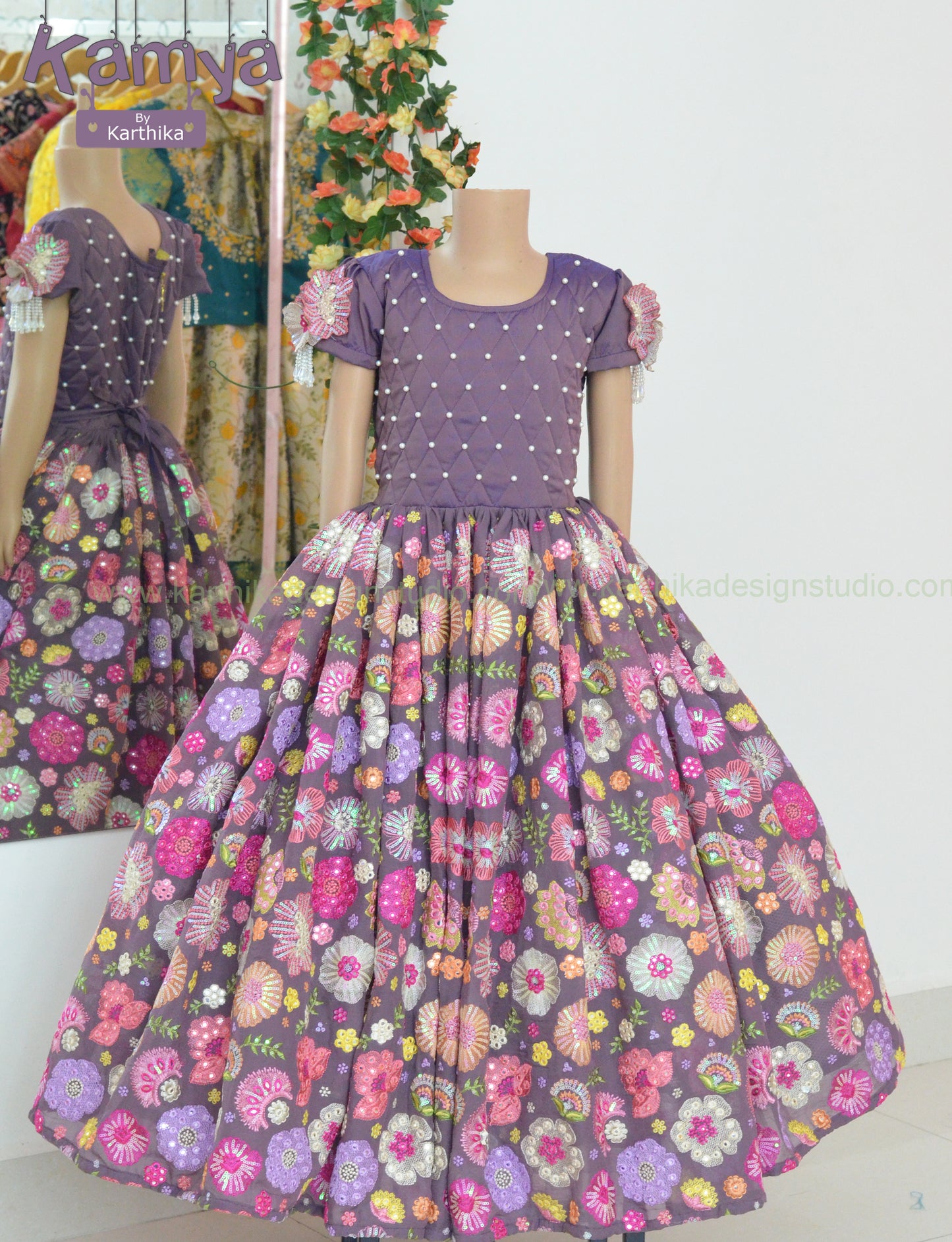 Embroidered premium georgette birthday frock