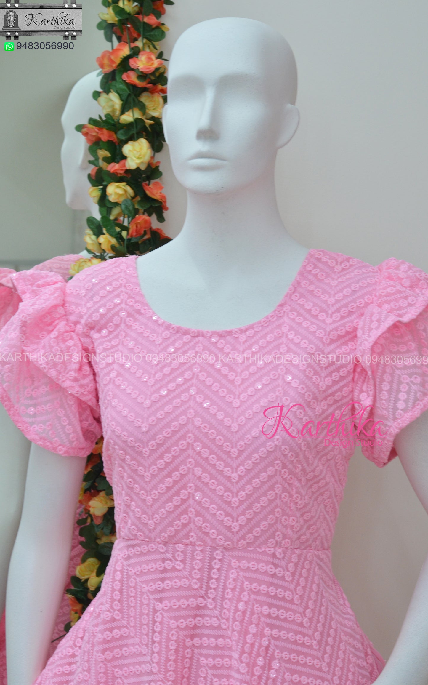 Embroidered georgette frock