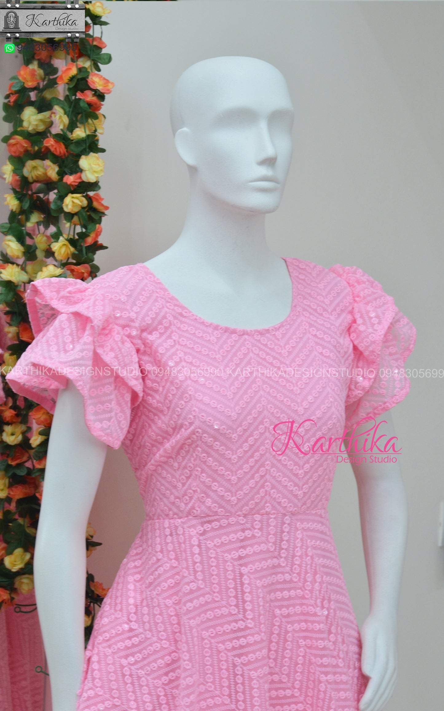 Embroidered georgette frock