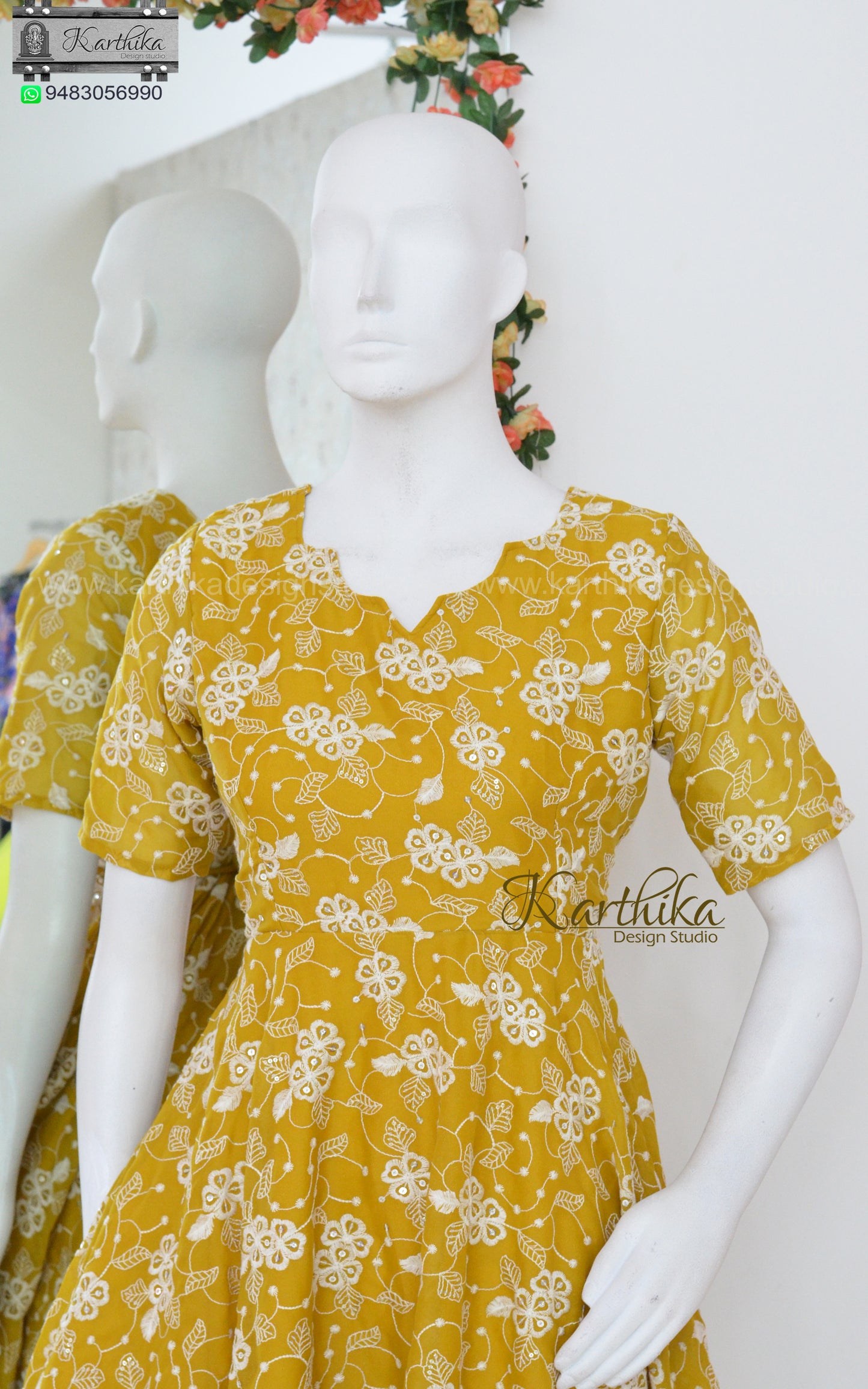 Embroidered Yellow georgette frock