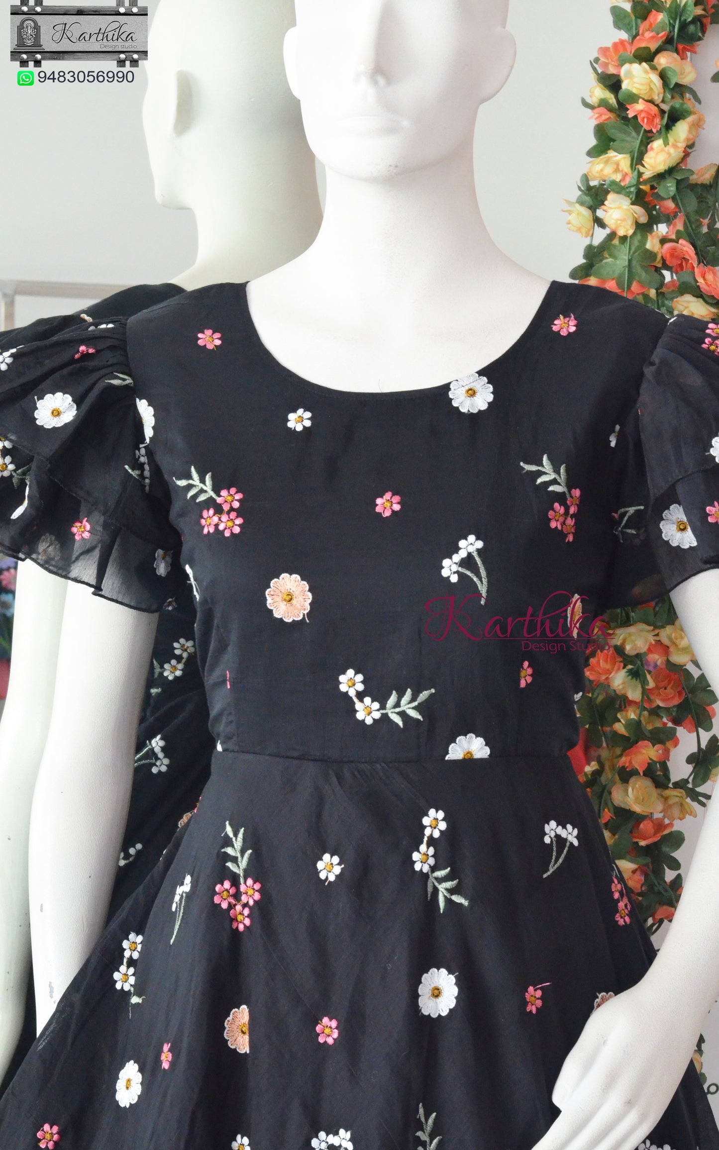 Embroidered mul chanderi frock