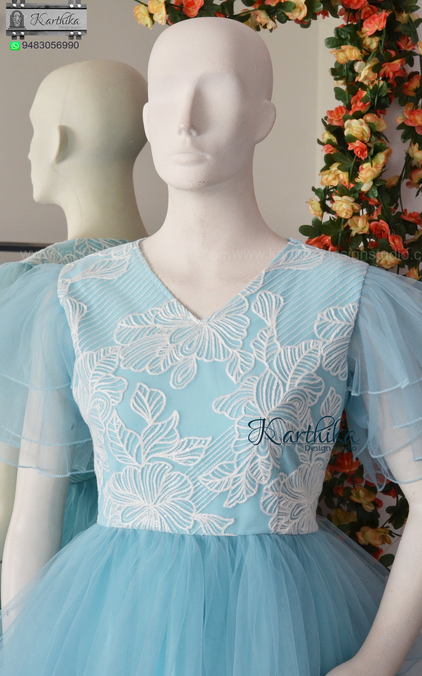Embroidered net frock