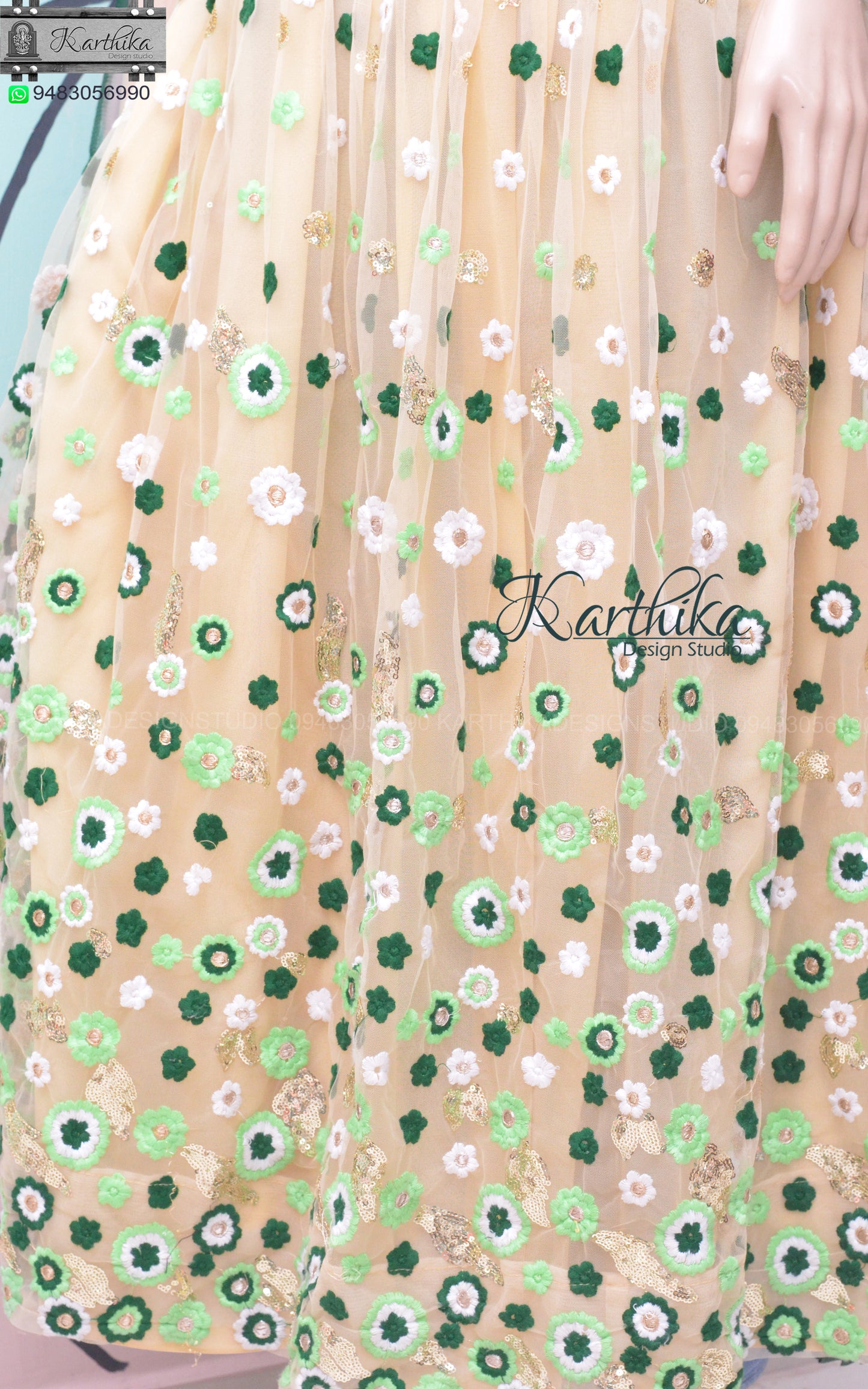 Embroidered georgette and Net chudidhar