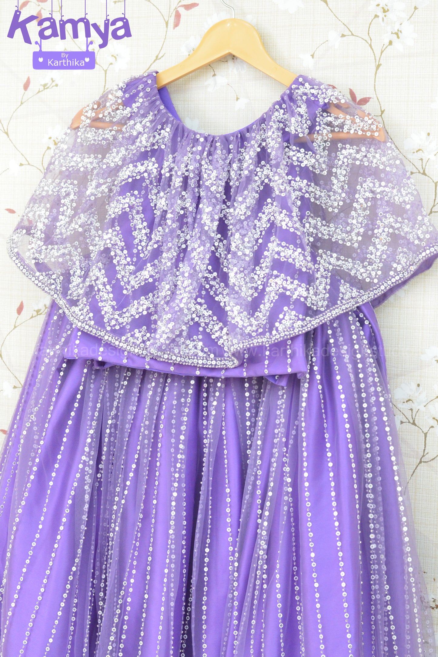 Embroidered net crop top lehenga