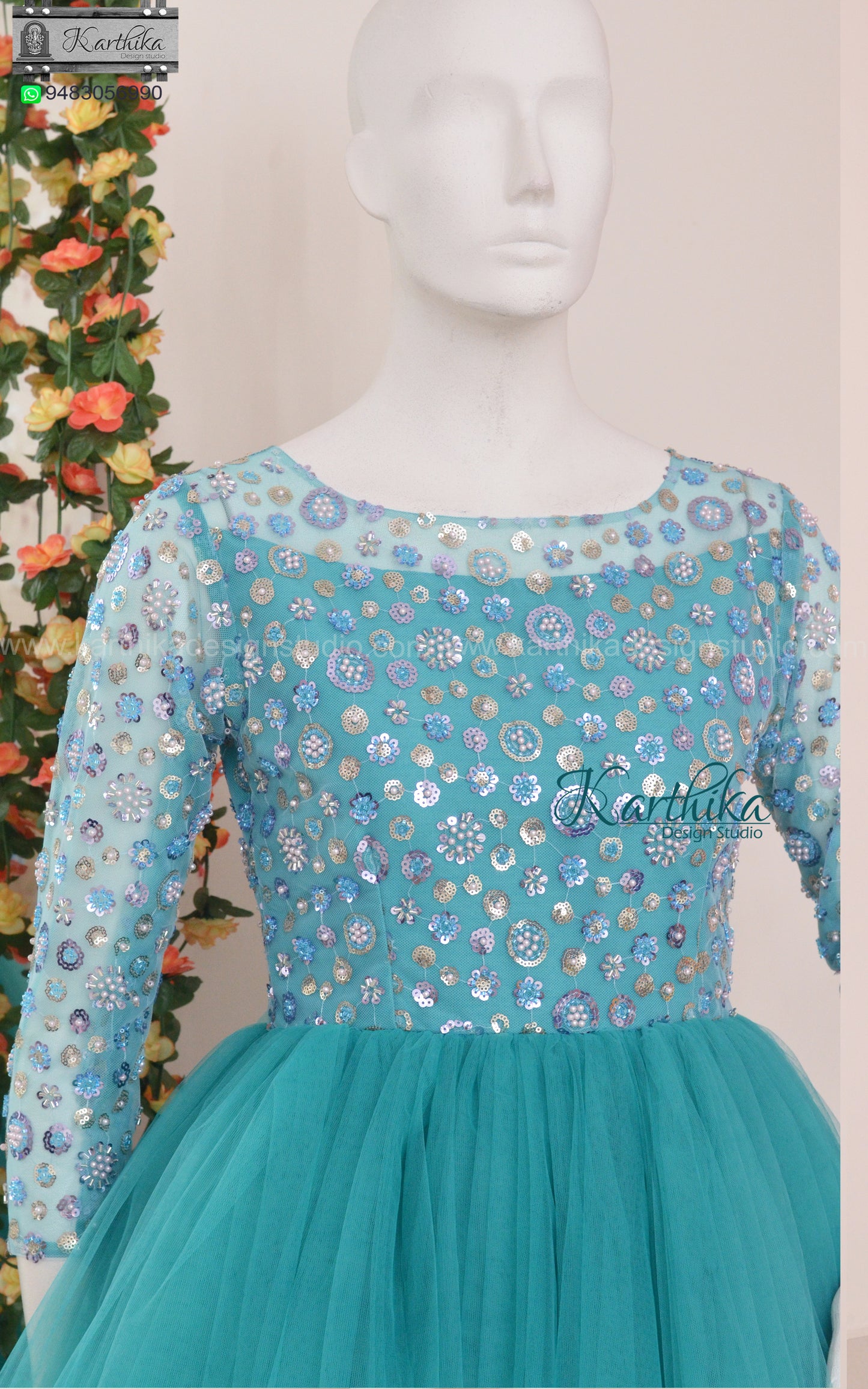 Premium embroidered net frock
