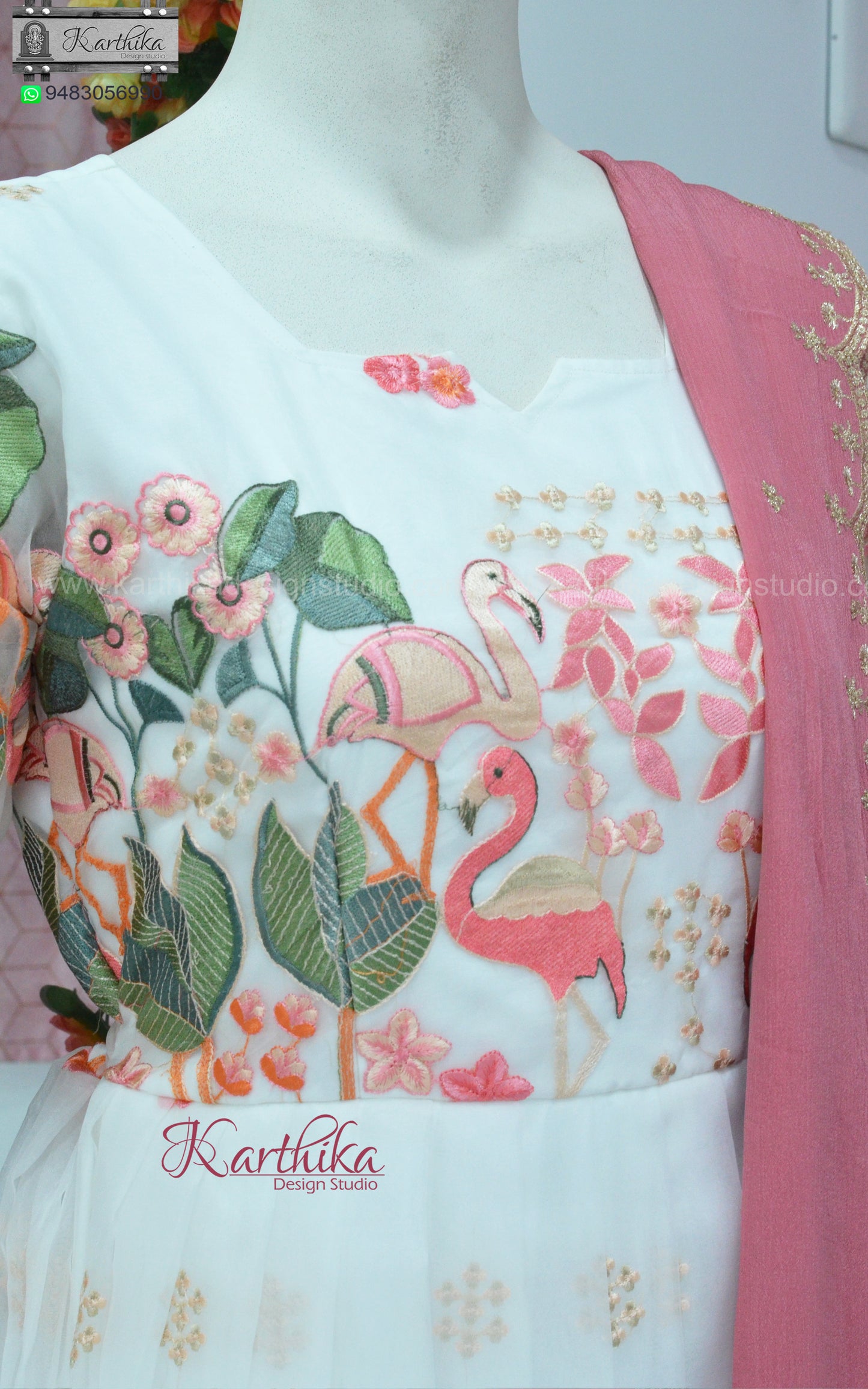 Embroidered Organza long gown..