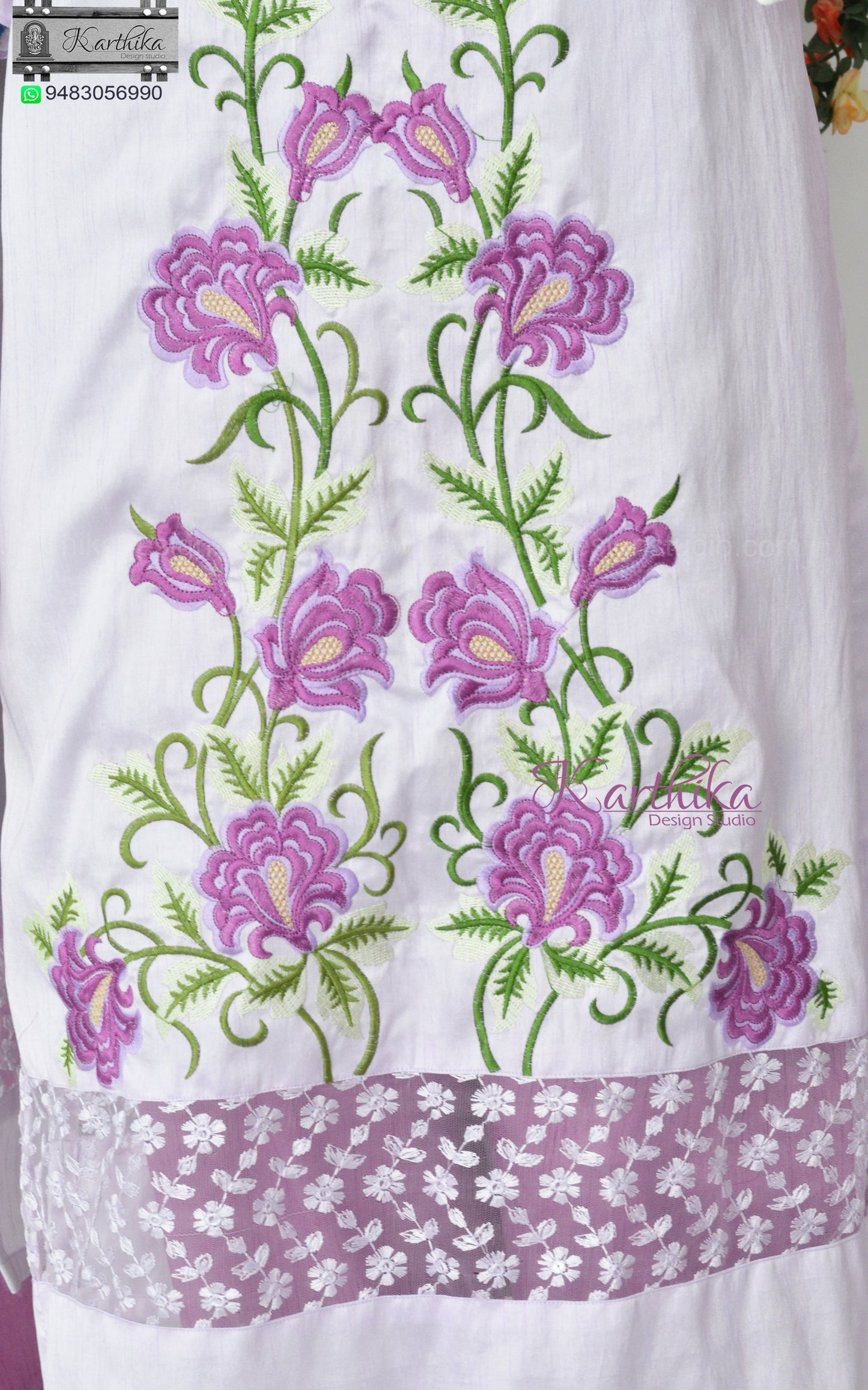 Embroidered raw silk kurthi set