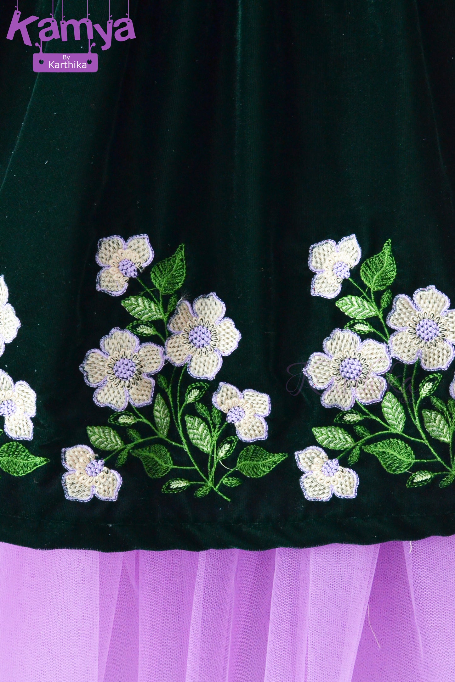 Premium embroidered velvet and net frock