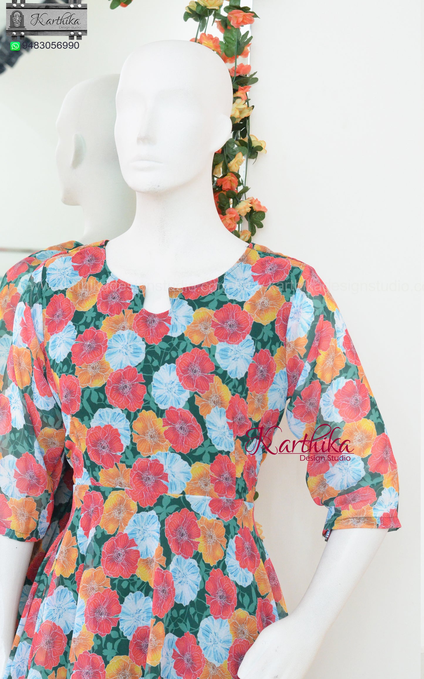 Multicolour floral georgette frock
