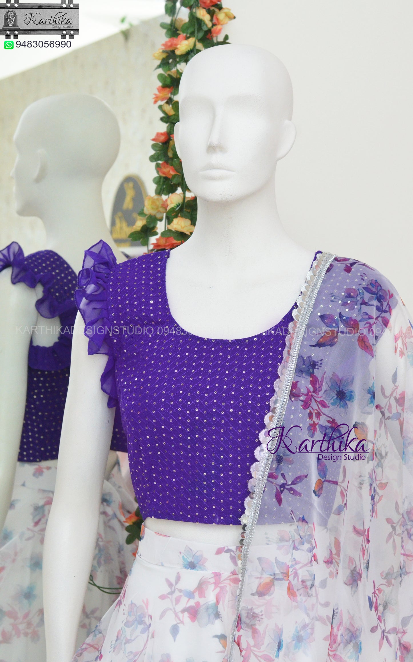 Floral organza lehenga..