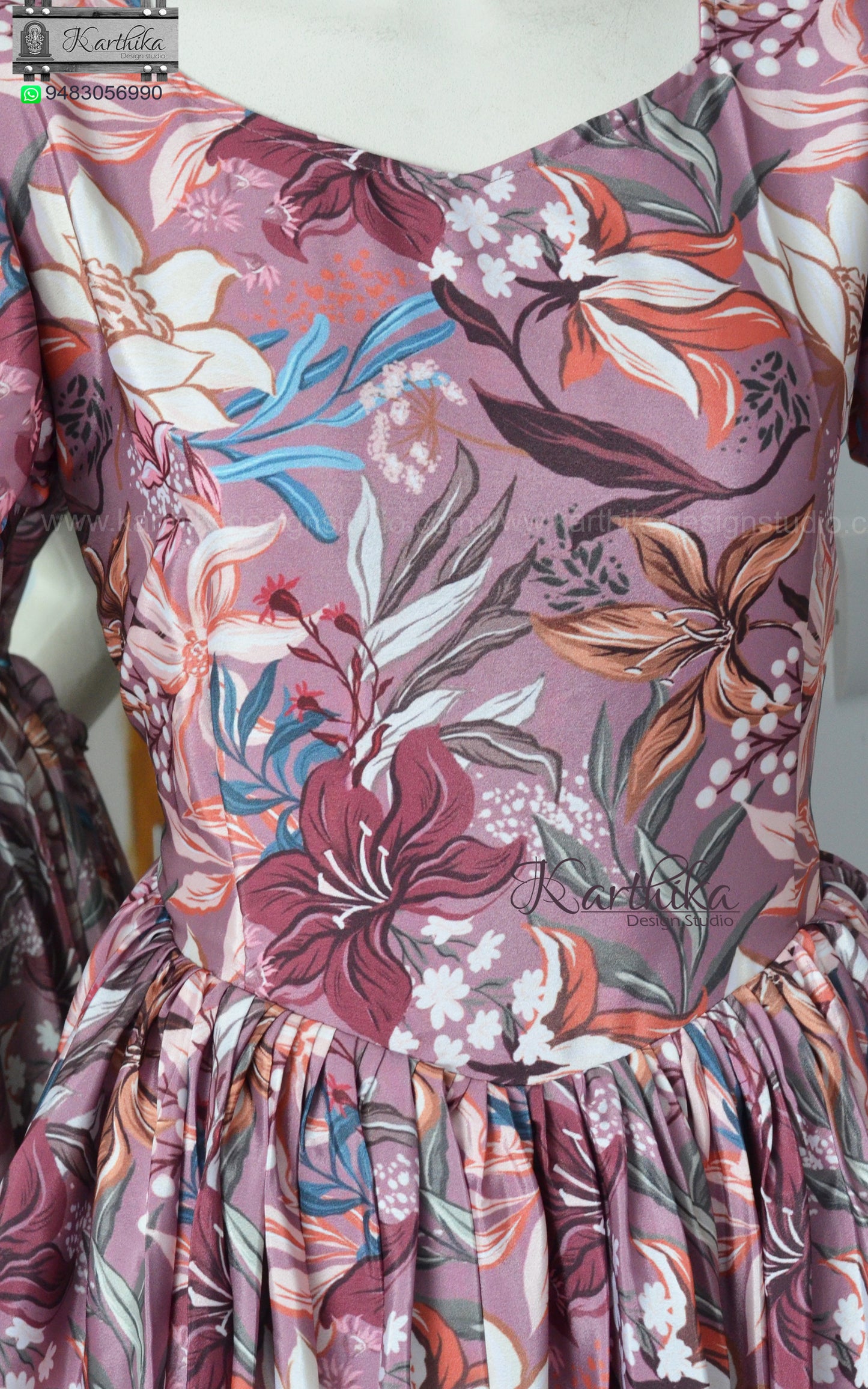 Floral satin frock